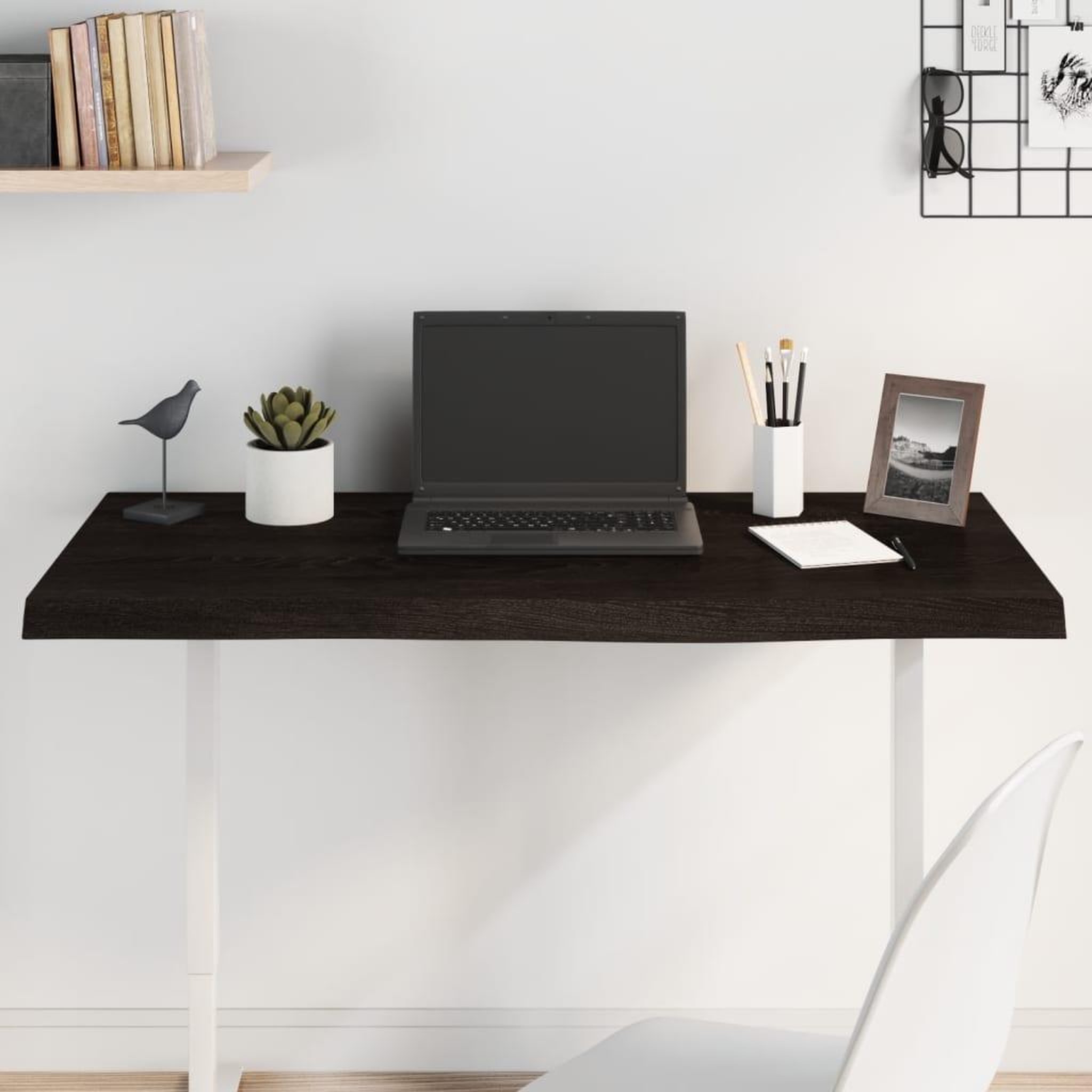 VIDAXL Dessus de table marron fonce bois chene massif traite