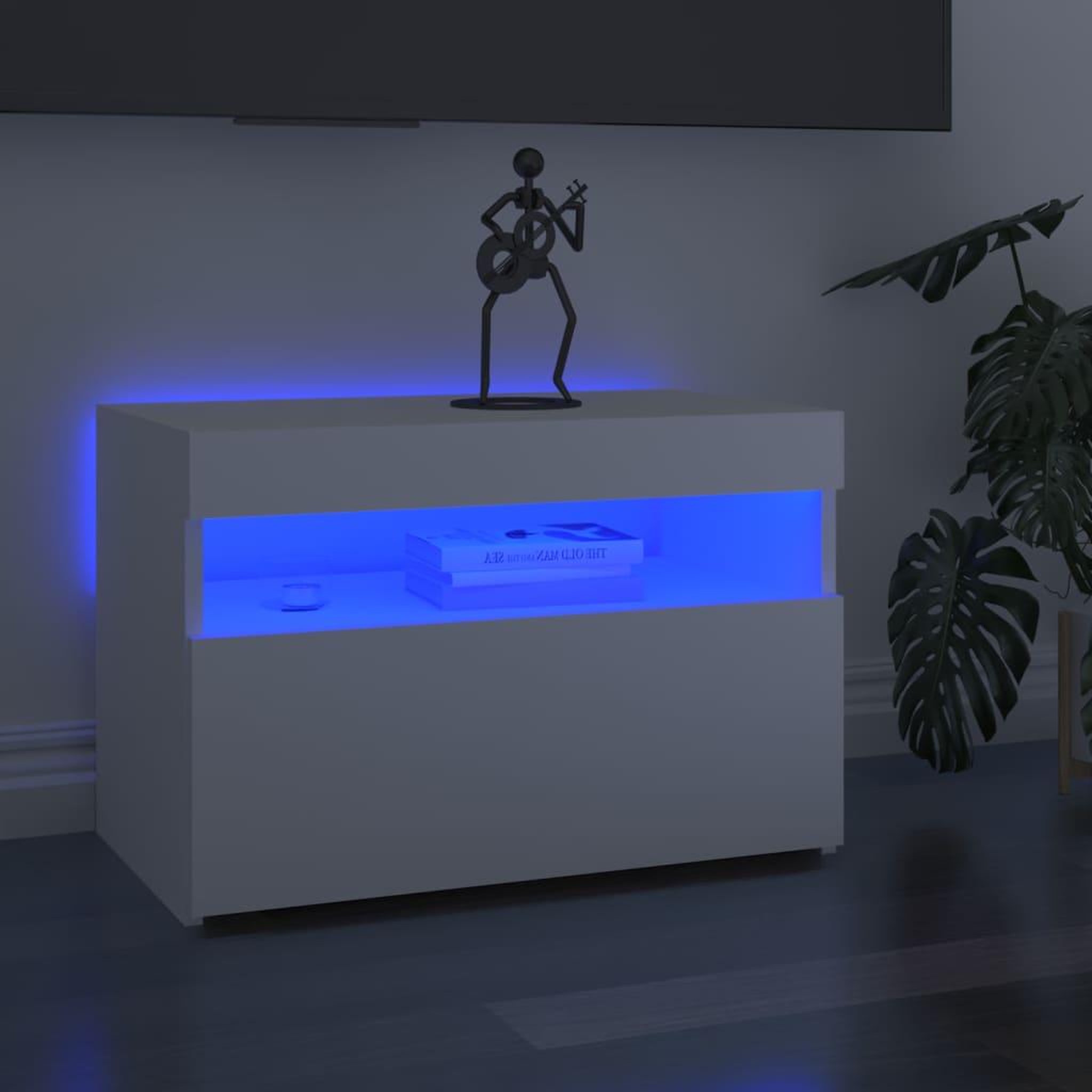 Voir la diapositive 1 : VIDAXL Meubles TV avec lumieres LED 2 pcs Blanc 60x35x40 cm