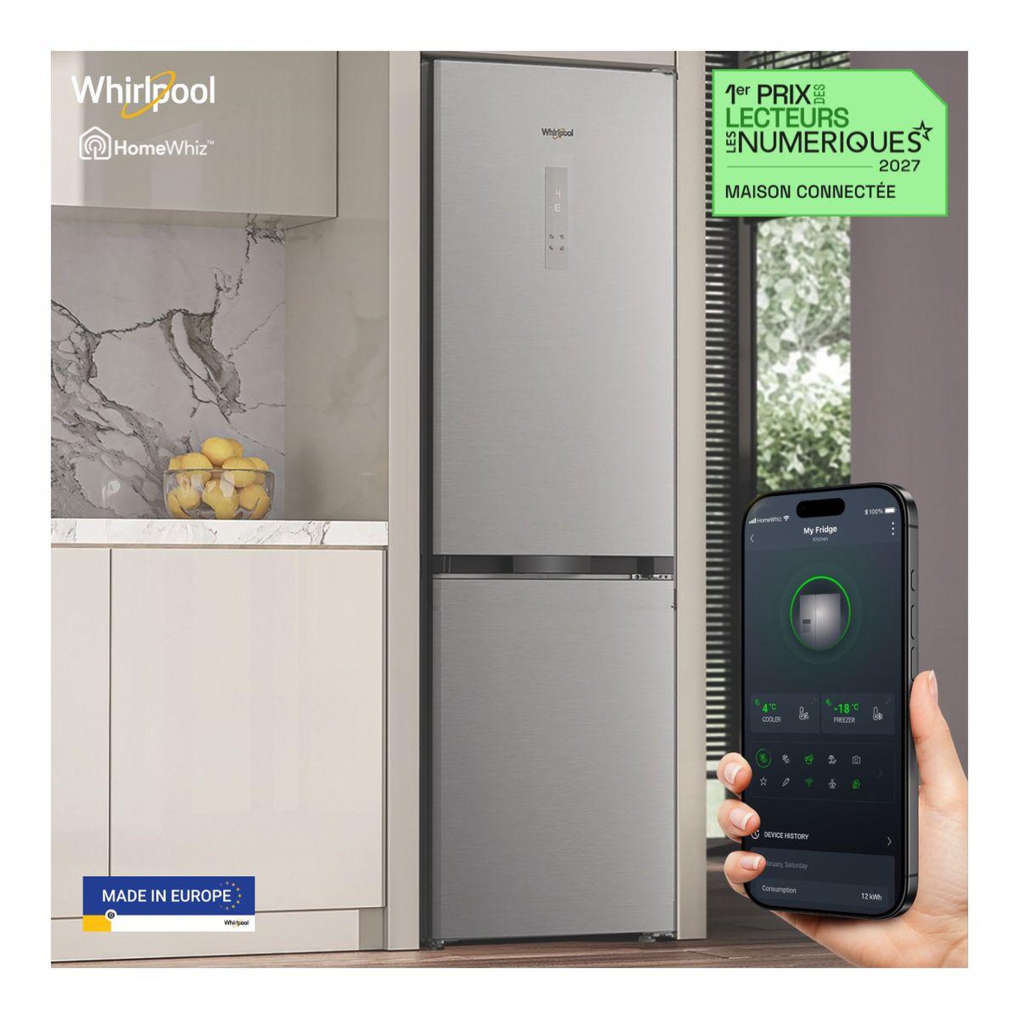 Voir la diapositive 4 : Whirlpool Réfrigérateur combiné whk26413x6ee