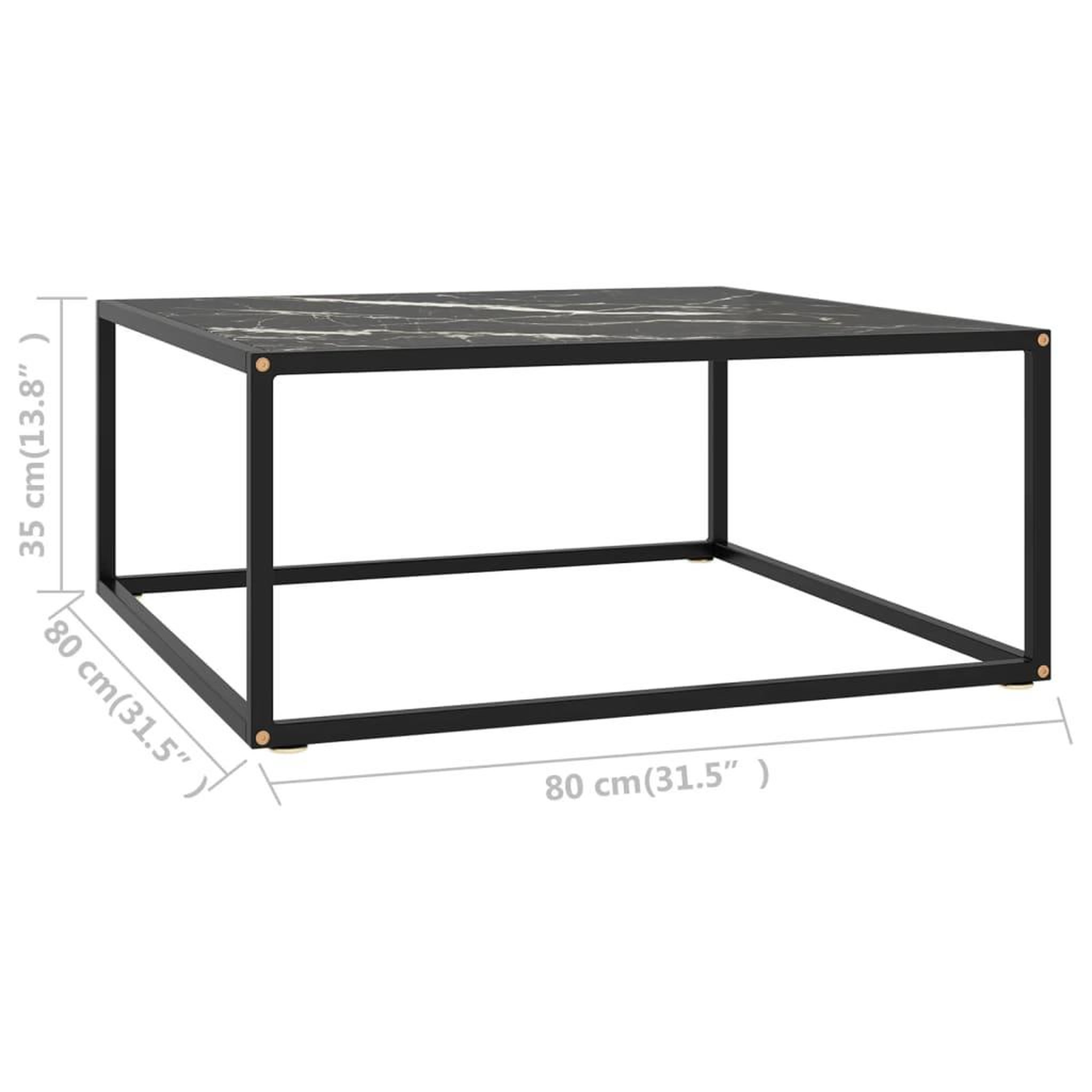 Voir la diapositive 5 : VIDAXL Table basse Noir avec verre marbre noir 80x80x35 cm