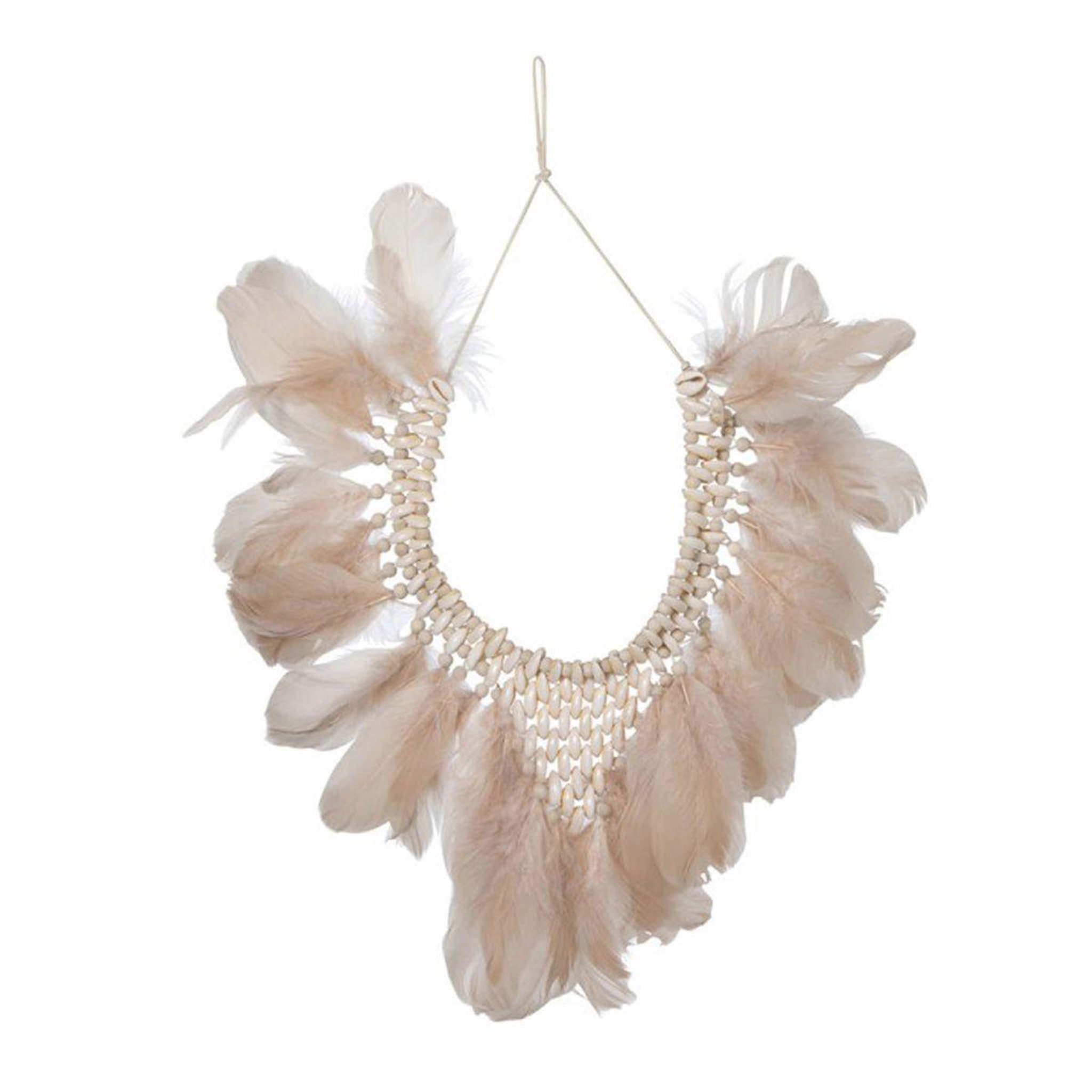 J-LINE Suspension murale à plumes  boho  53cm rose