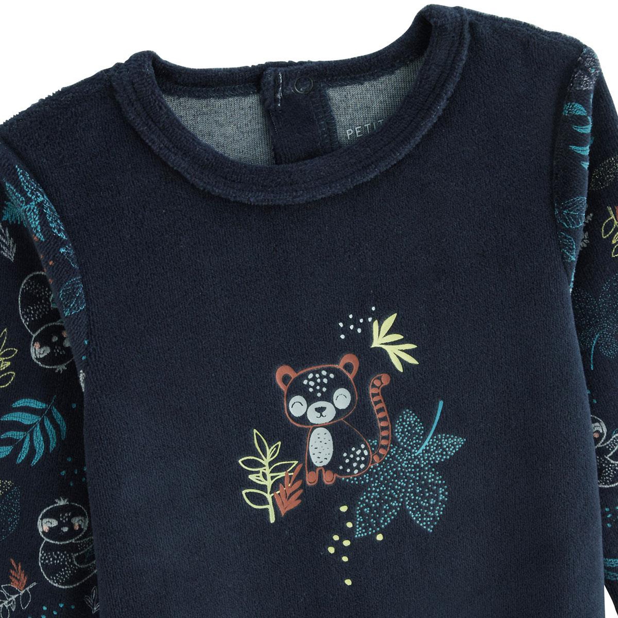 Voir la diapositive 3 : PETIT BEGUIN Pyjama bébé en velours jungle friends