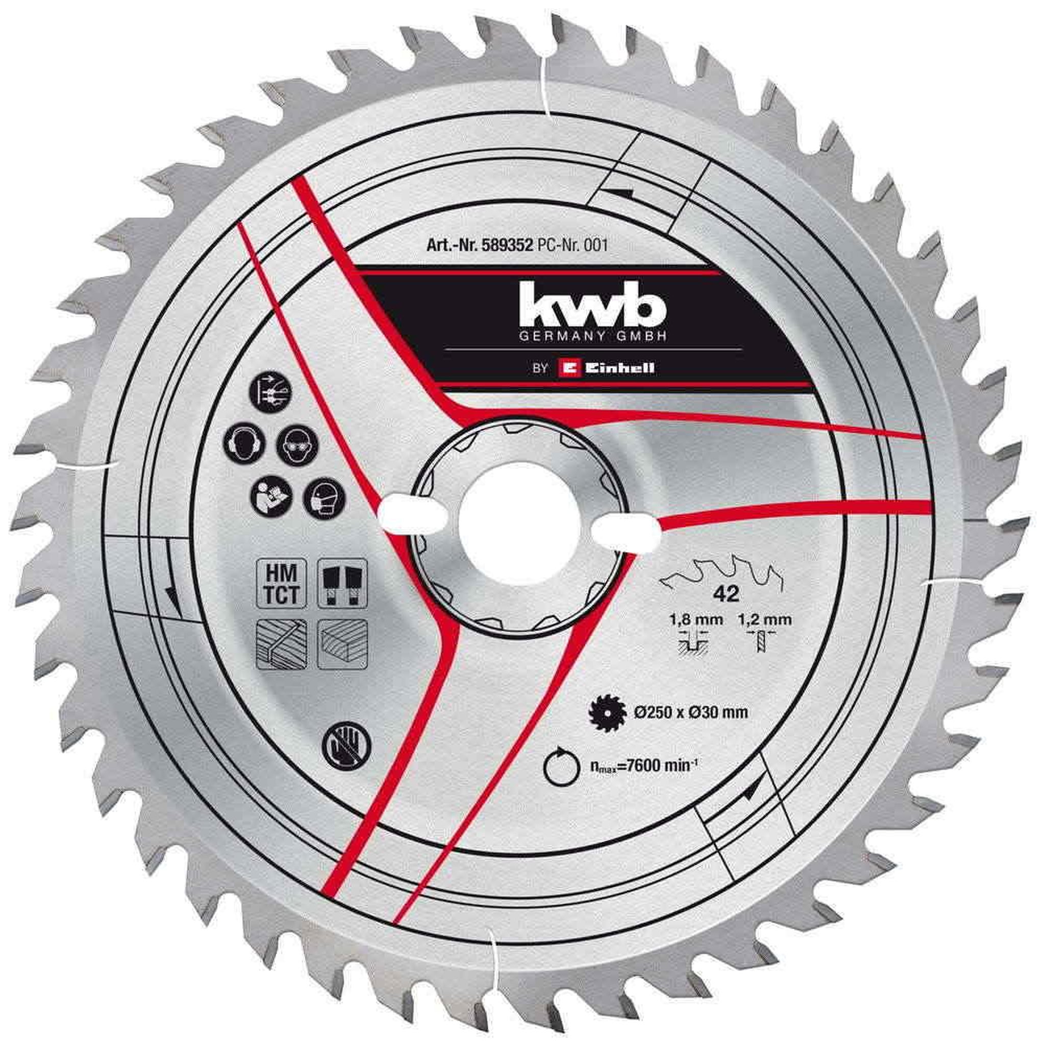 KWB Lame de scie TCT fine pour scies à onglet et tables de sciage - 250 mm - 42 dents