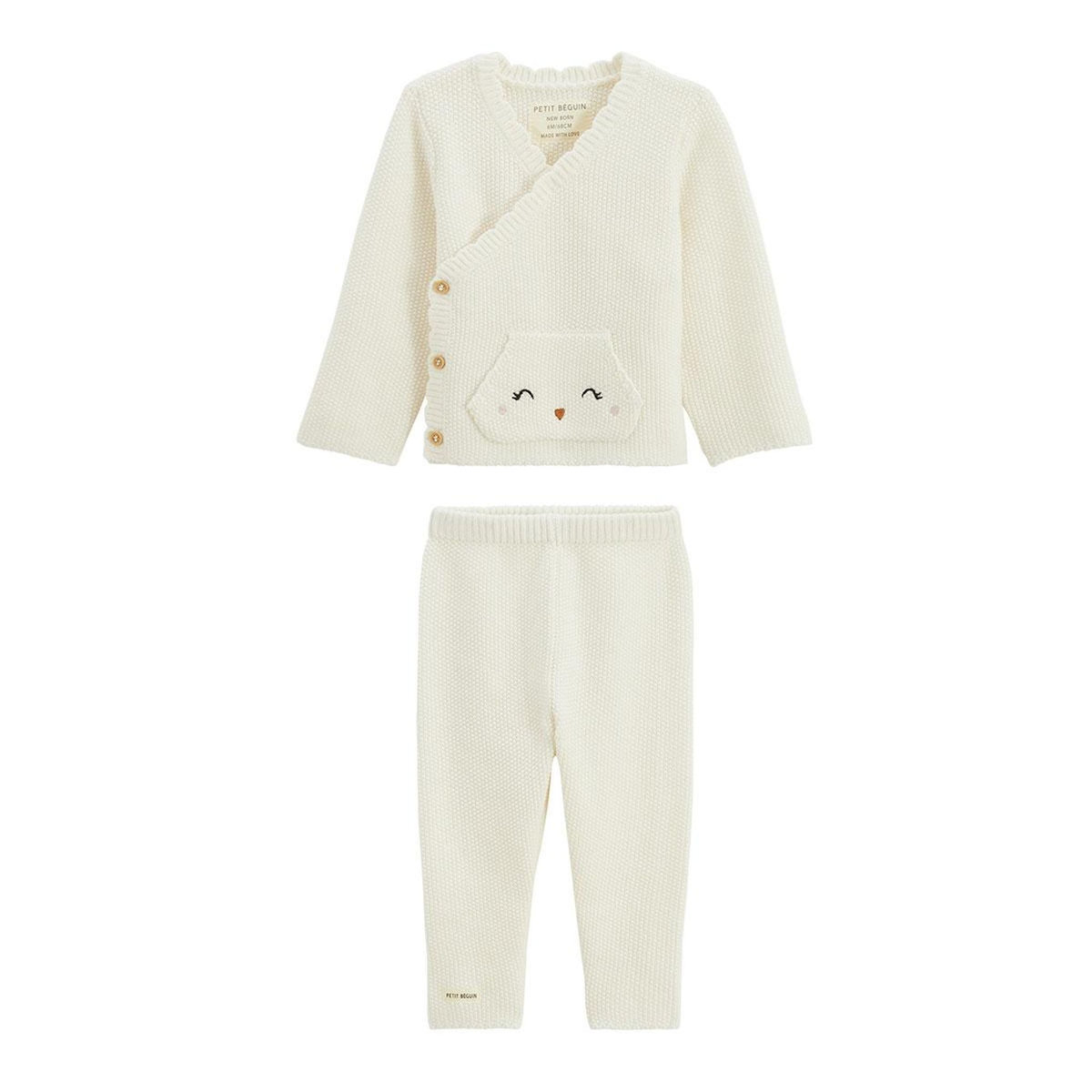 Petit Béguin Ensemble bébé gilet et pantalon en tricot Colette