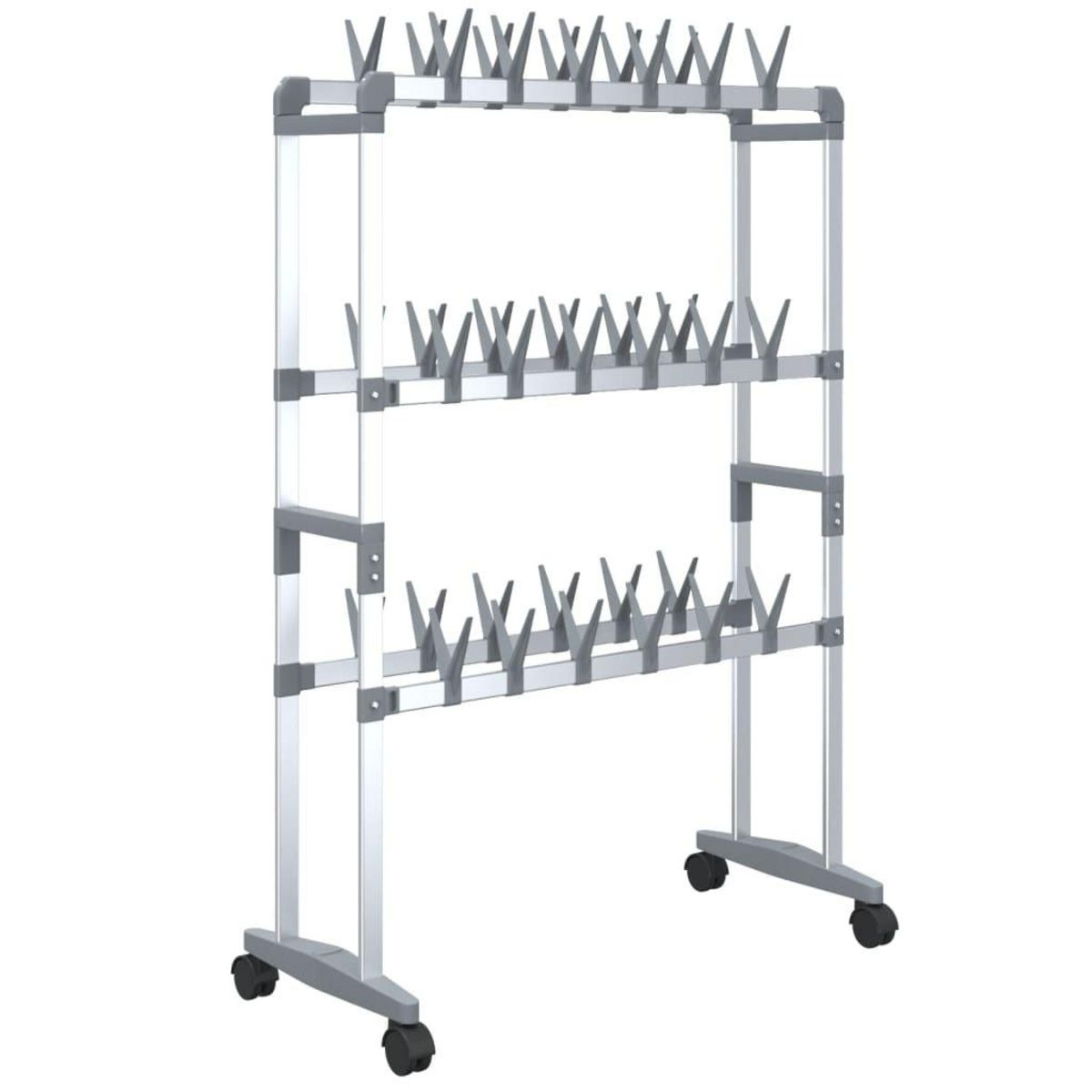VIDAXL Etagere a chaussures avec roulettes Argente 66x27x100 cm