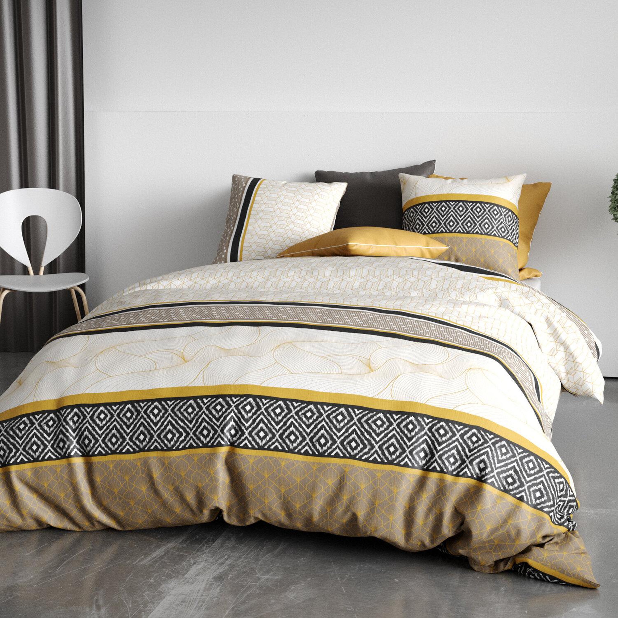 Voir la diapositive 3 : ATELIER DU COTON Parure housse de couette 100% coton 57fils carioca