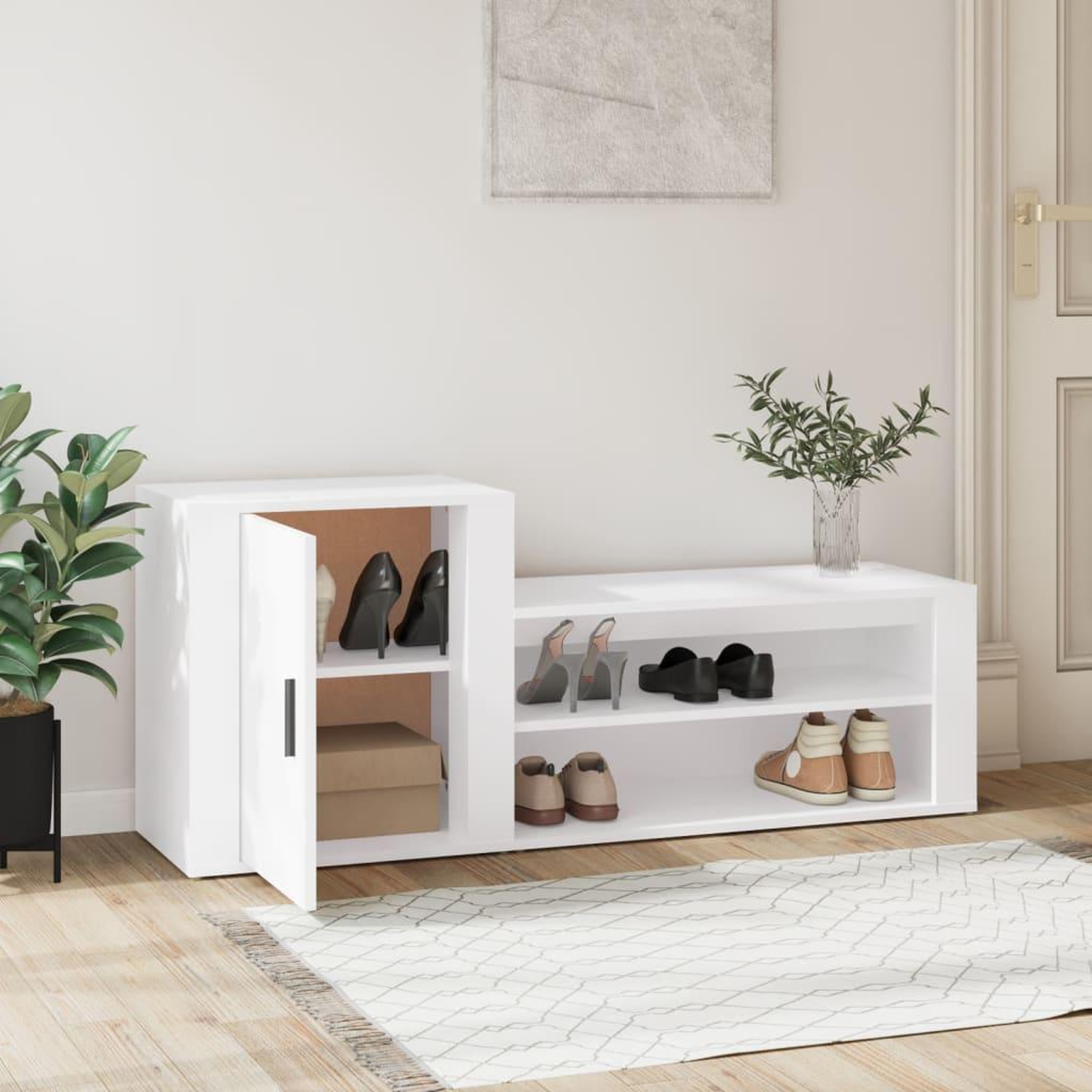 Voir la diapositive 3 : VIDAXL Armoire a chaussures Blanc 130x35x54 cm Bois d'ingenierie