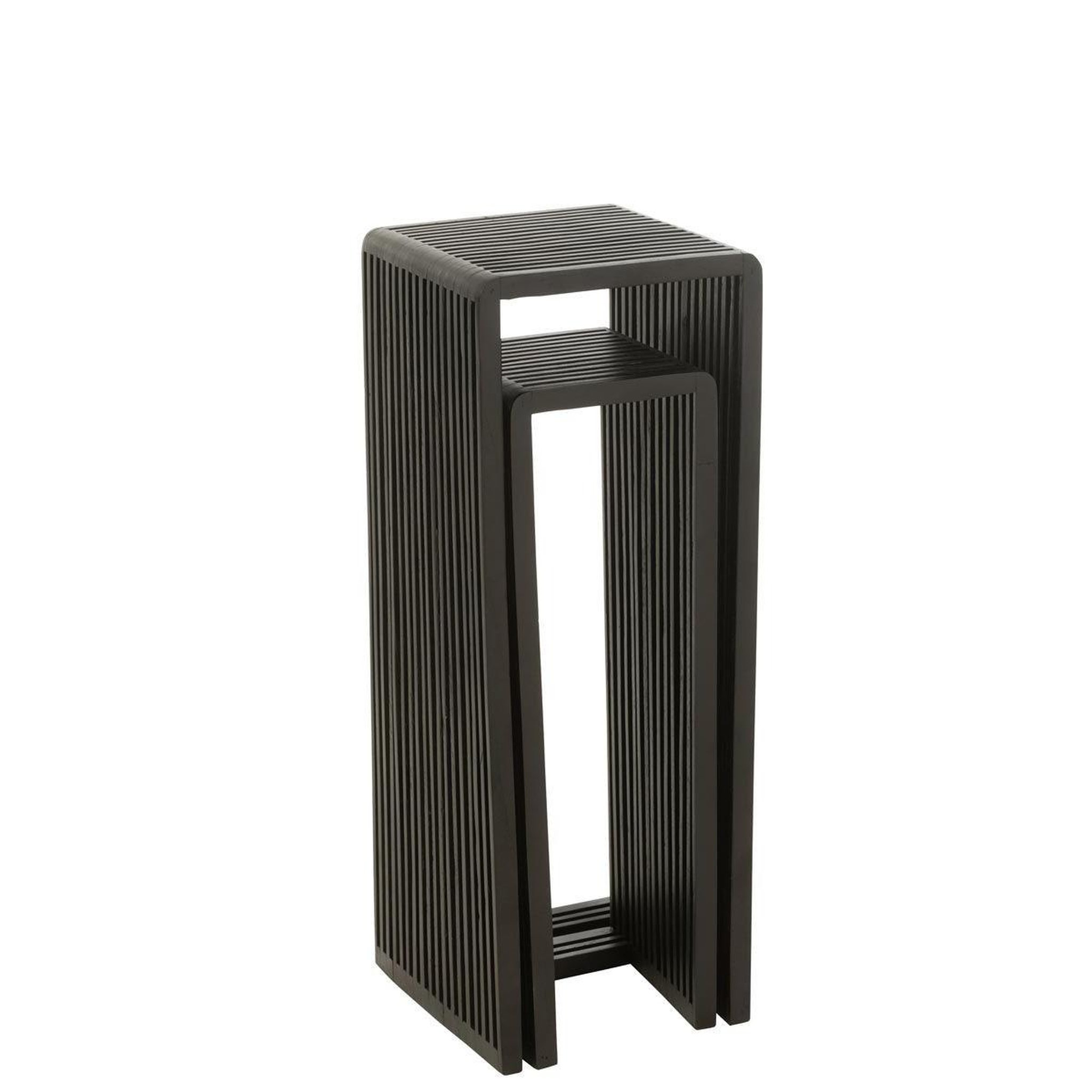 Voir la diapositive 5 : J-LINE Lot de 2 tables d'appoint en bois  teck  88cm noir