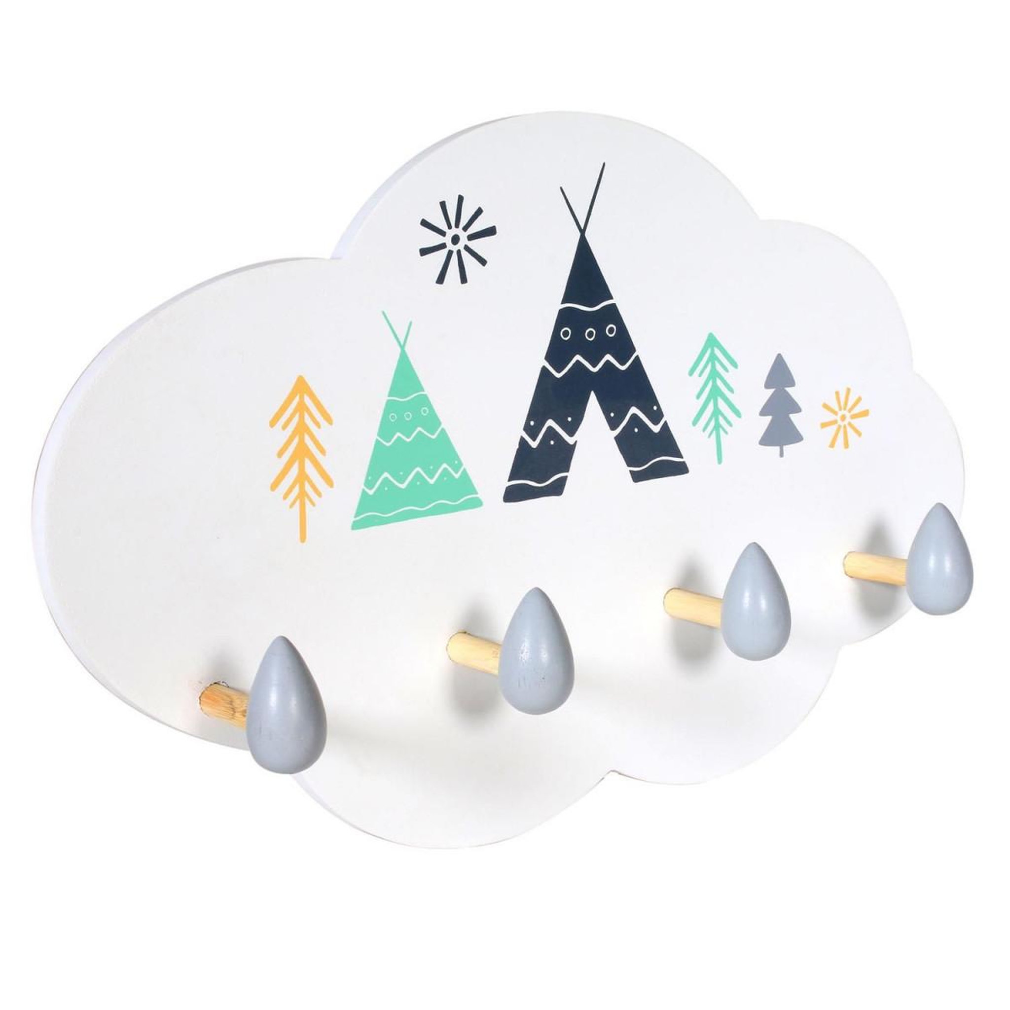 Voir la diapositive 2 : The Home Deco Factory Patère murale enfant déco  nuage  34cm blanc