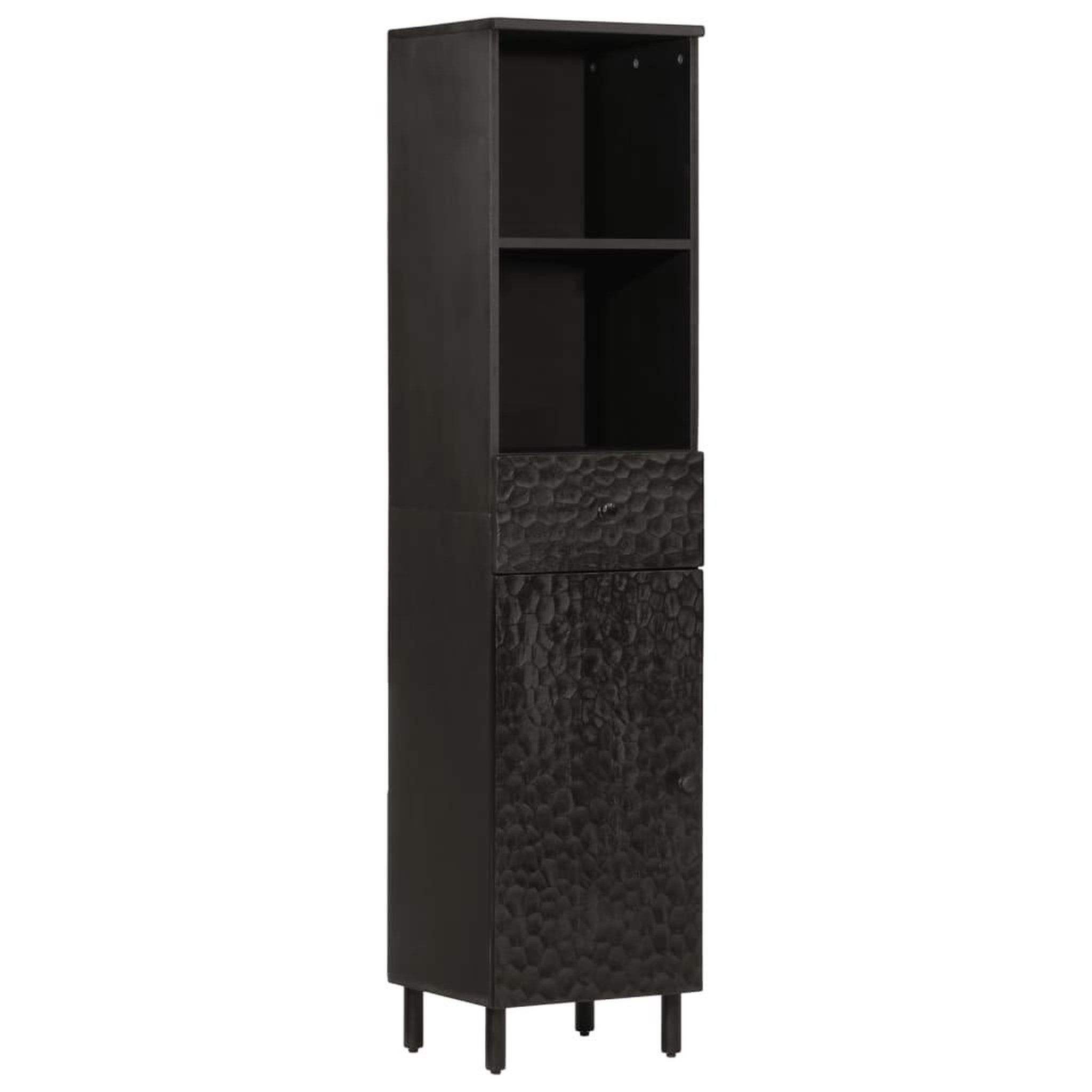 VIDAXL Armoire de salle de bain noir 38x33x160 cm bois massif manguier