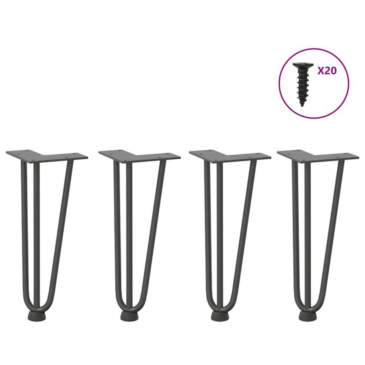 VIDAXL Pieds de table en forme d'epingle a cheveux 4 pcs anthracite