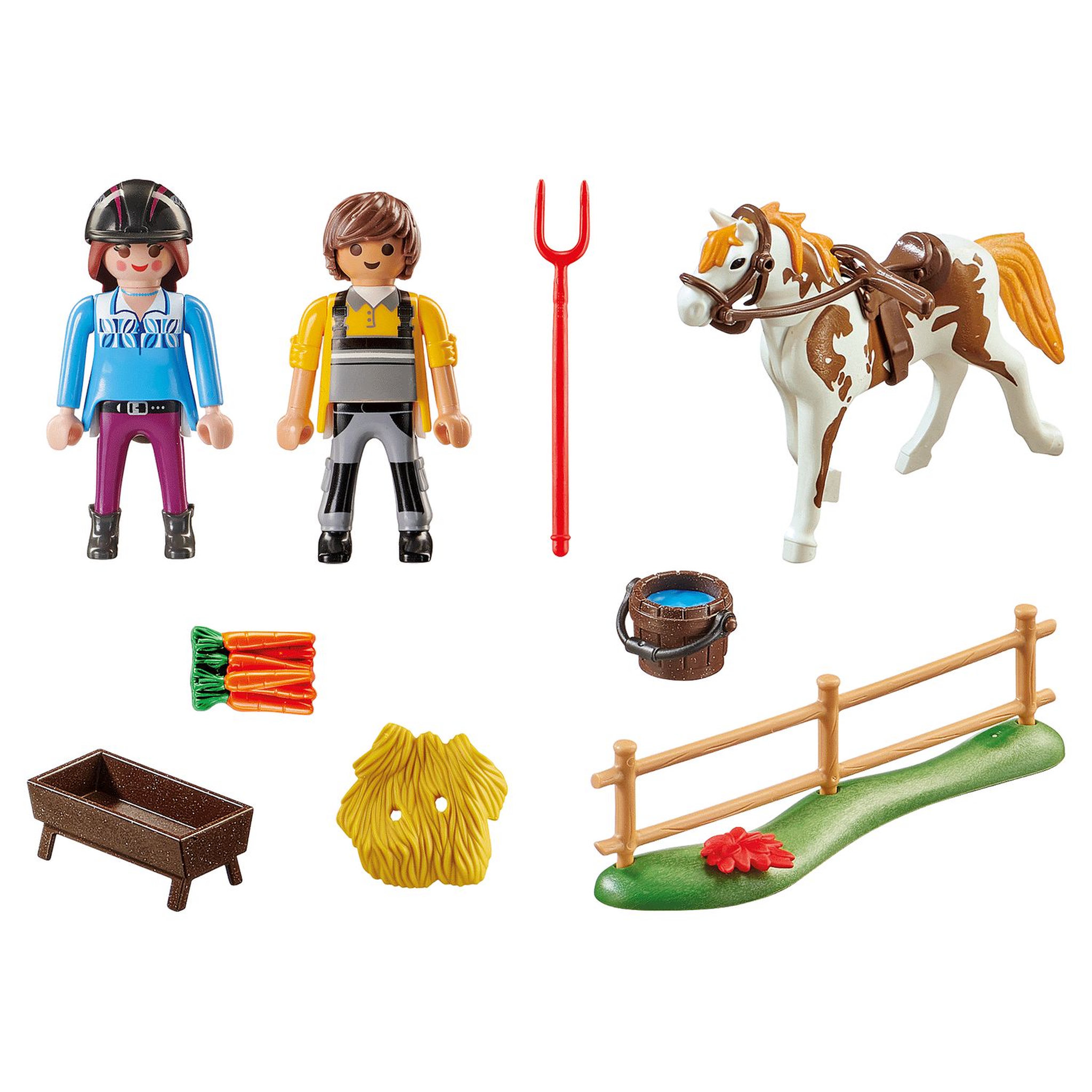 Voir la diapositive 2 : PLAYMOBIL 70505 - Country - Starter Pack Cavalière et palefrenier