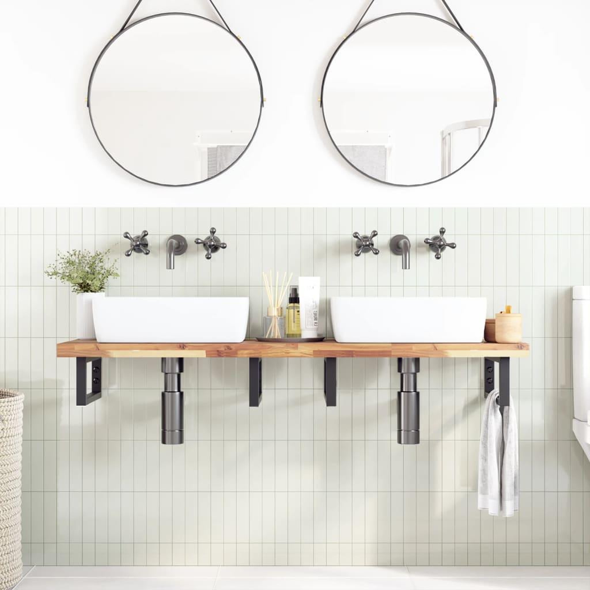 Voir la diapositive 2 : VIDAXL Dessus de meuble de salle de bain non traite bois d'acacia