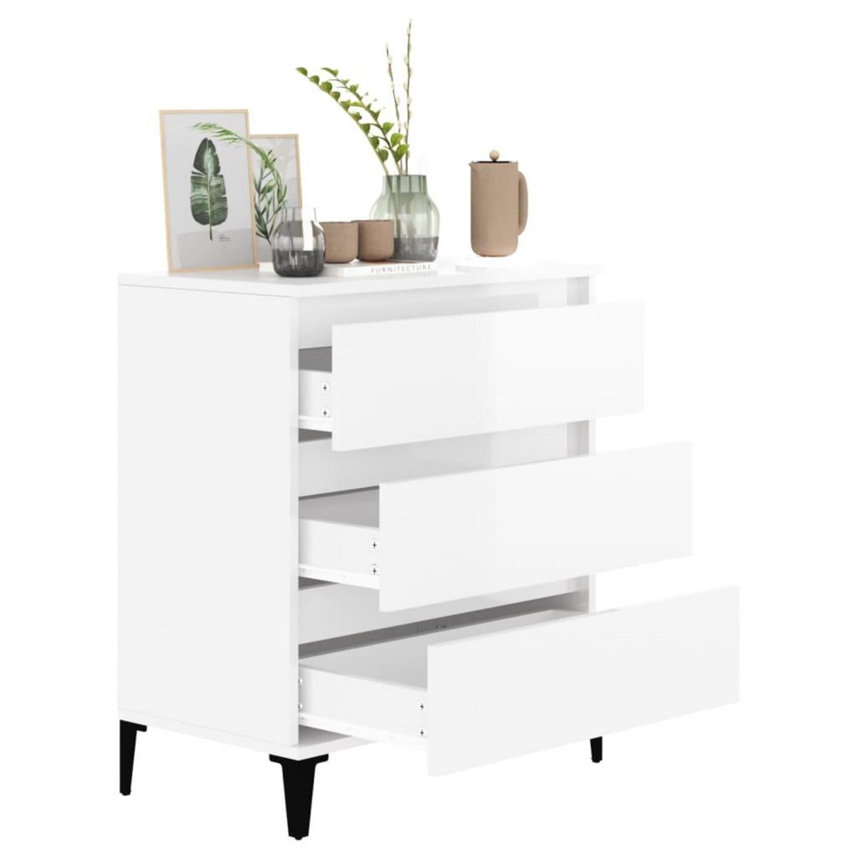 VIDAXL Buffet Blanc brillant 60x35x70 cm Bois d'ingenierie