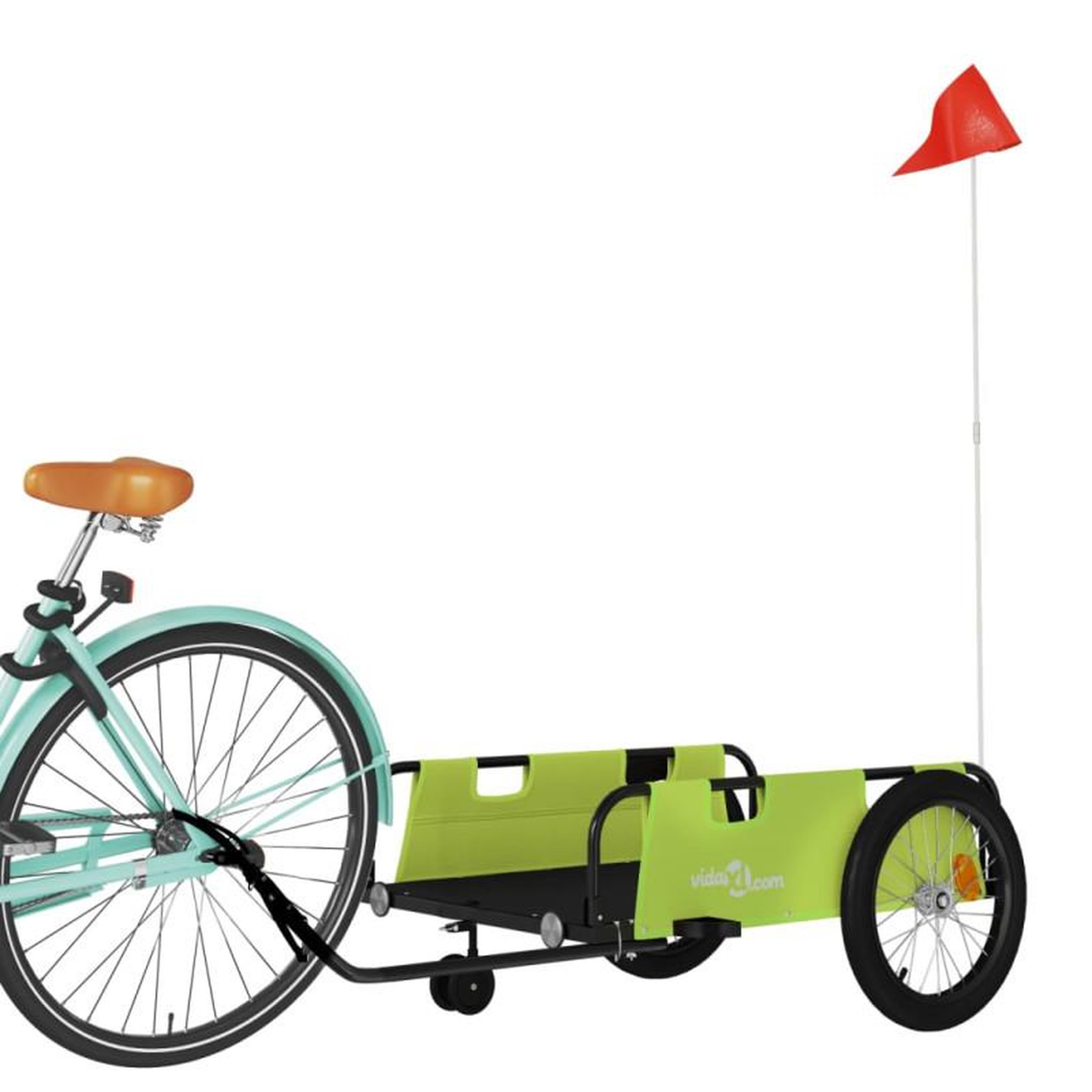 Voir la diapositive 3 : VIDAXL Remorque de vélo vert et noir tissu oxford et fer