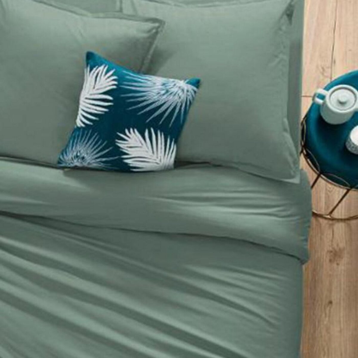 ATMOSPHERA Drap Housse  Intérieur  90x190cm Céladon