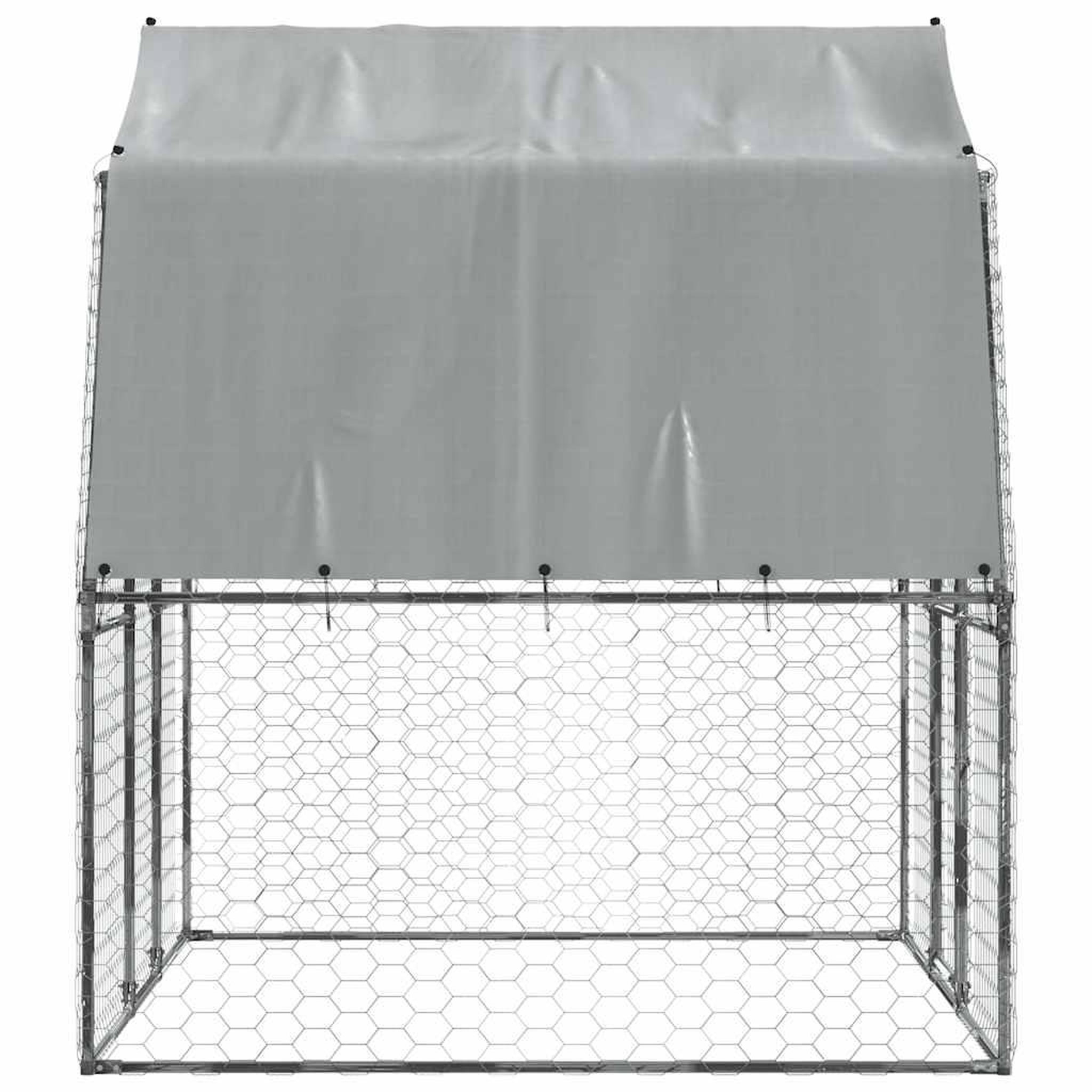 Voir la diapositive 5 : VIDAXL Cage pour chiens avec toit et porte argente acier galvanise