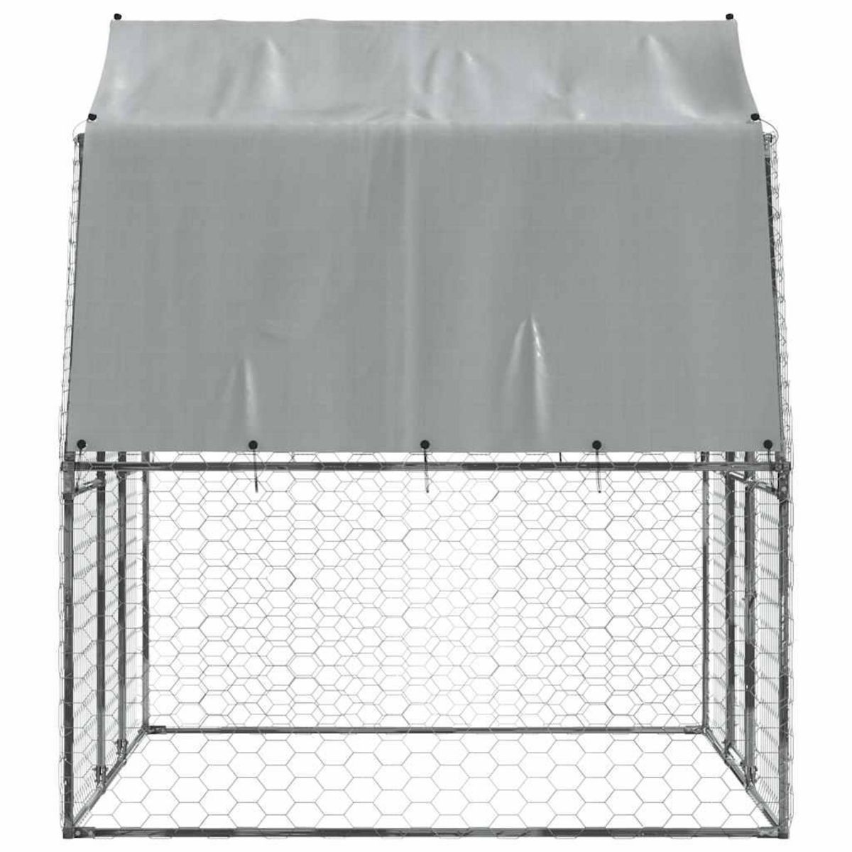 VIDAXL Cage pour chiens avec toit et porte argente acier galvanise