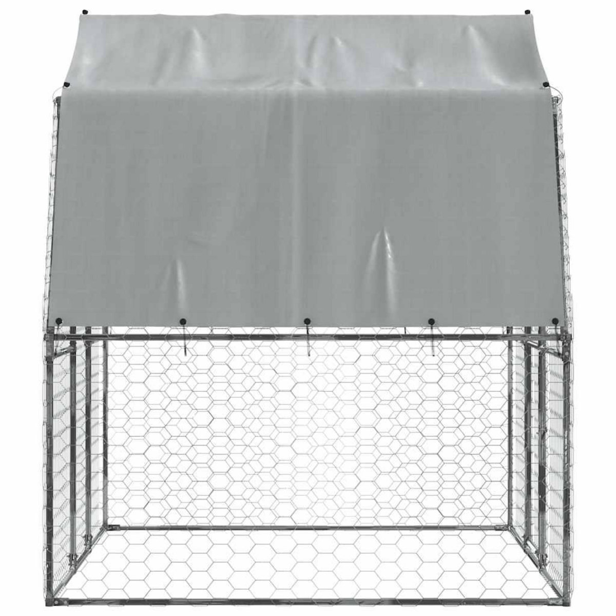 VIDAXL Cage pour chiens avec toit et porte argente acier galvanise