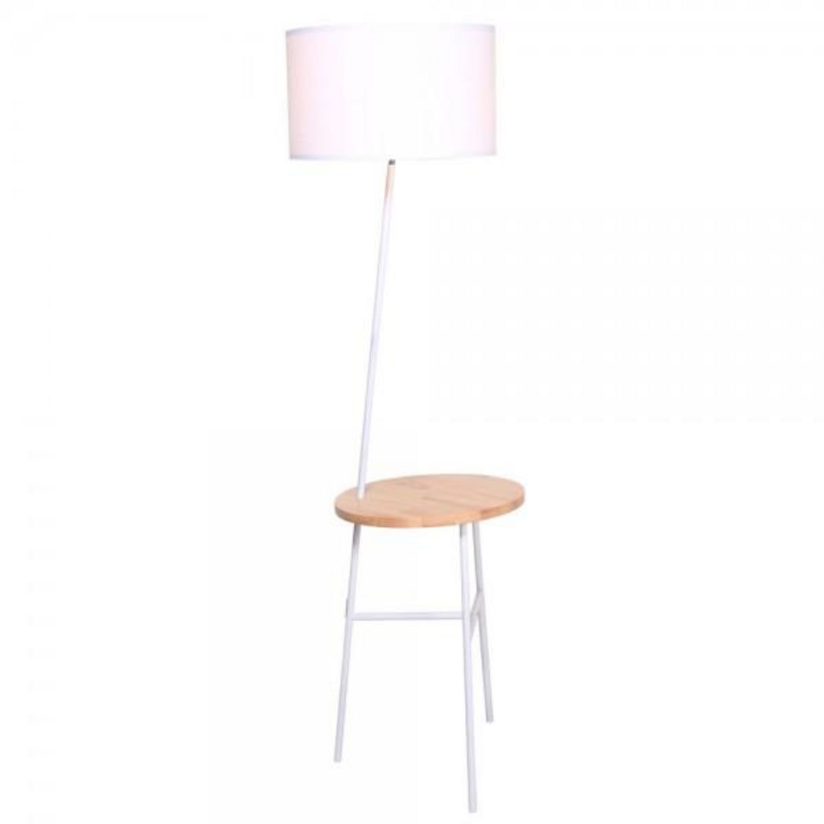 MARKET24 Lampadaire DKD Home Decor Blanc Marron Polyester Métal Pin (40 x 65 x 152 cm)