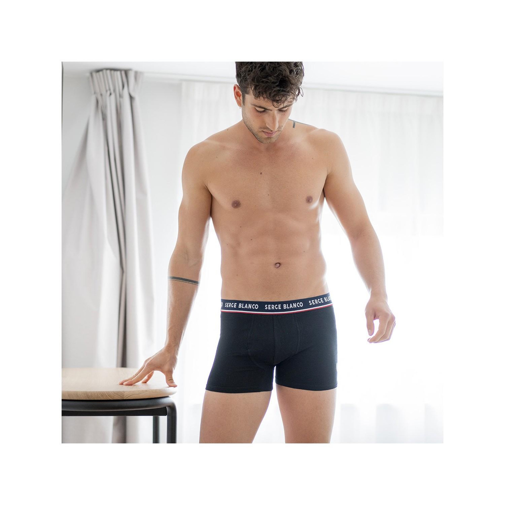 Voir la diapositive 6 : SERGE BLANCO Lot de 4 Boxers Serge Blanco coton homme French