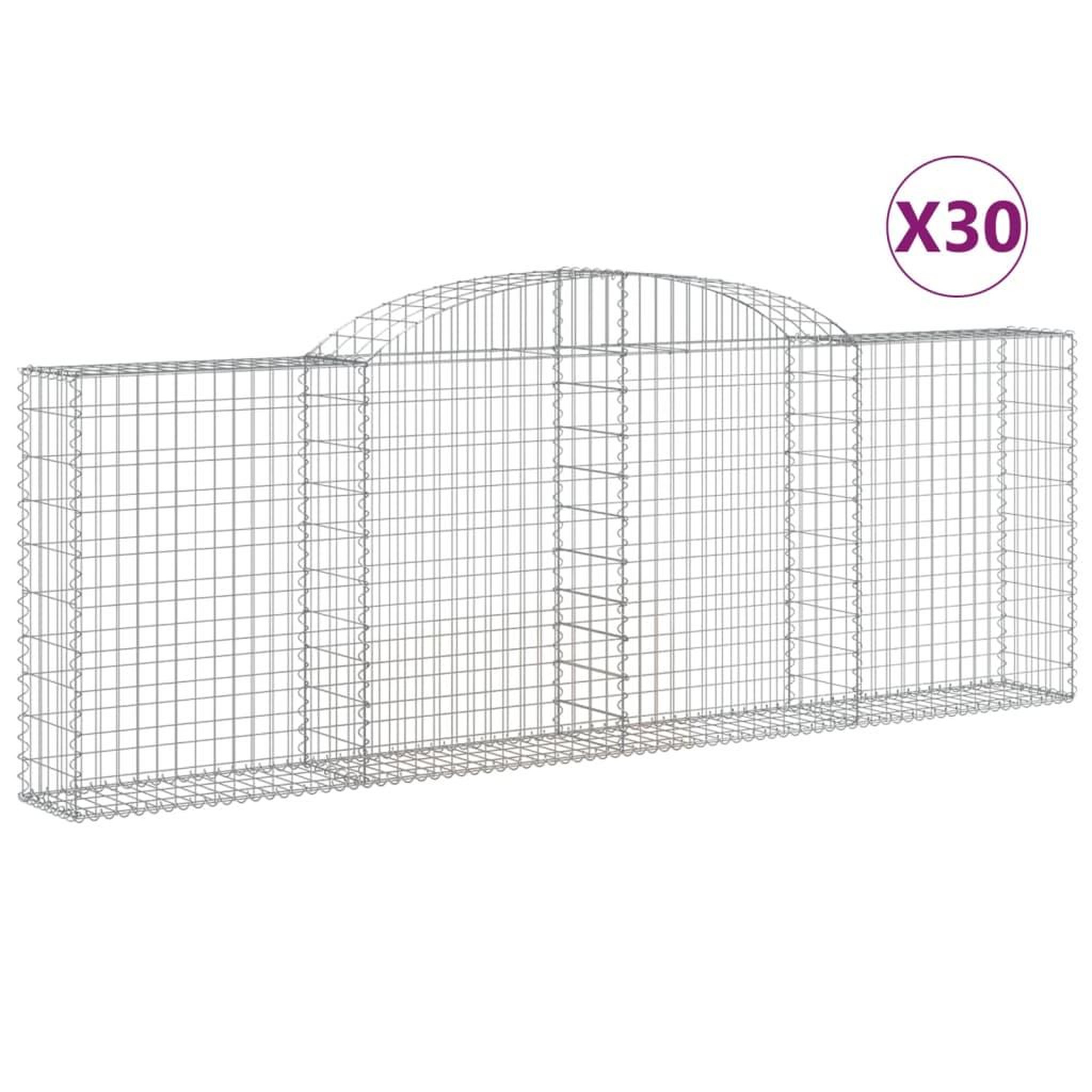 Voir la diapositive 2 : VIDAXL Paniers a gabions arques 30 pcs 300x30x100/120 cm fer galvanise