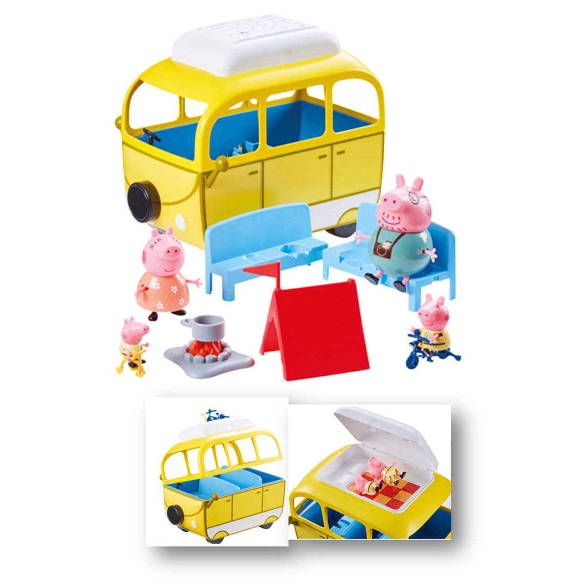 GIOCHI PREZIOSI Camping car avec tente et 4 personnages - Peppa Pig