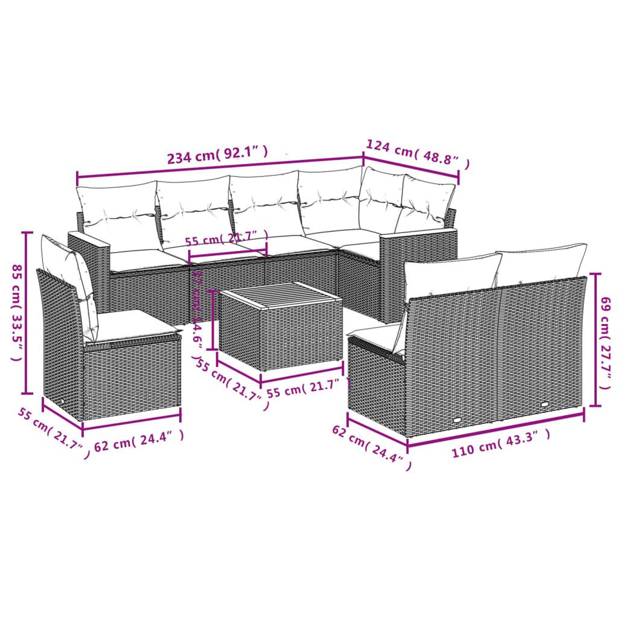 Voir la diapositive 3 : VIDAXL Salon de jardin 9 pcs avec coussins noir resine tressee