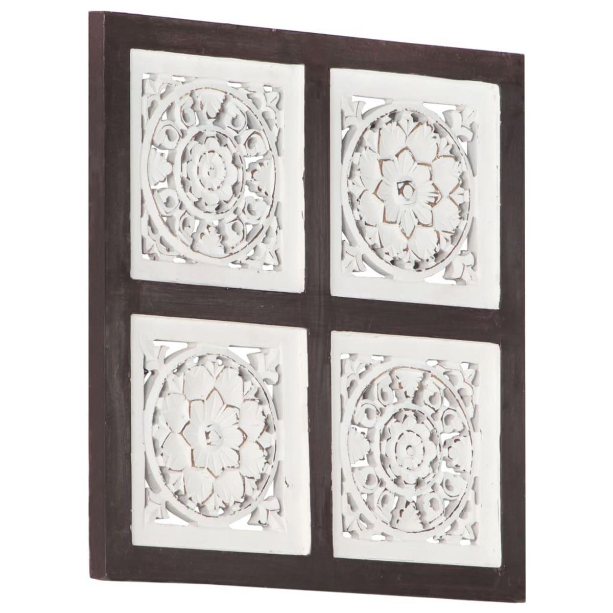 VIDAXL Panneau mural sculpte a la main MDF 40x40x1,5cm Marron et blanc