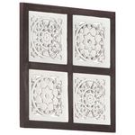 VIDAXL Panneau mural sculpte a la main MDF 40x40x1,5cm Marron et blanc