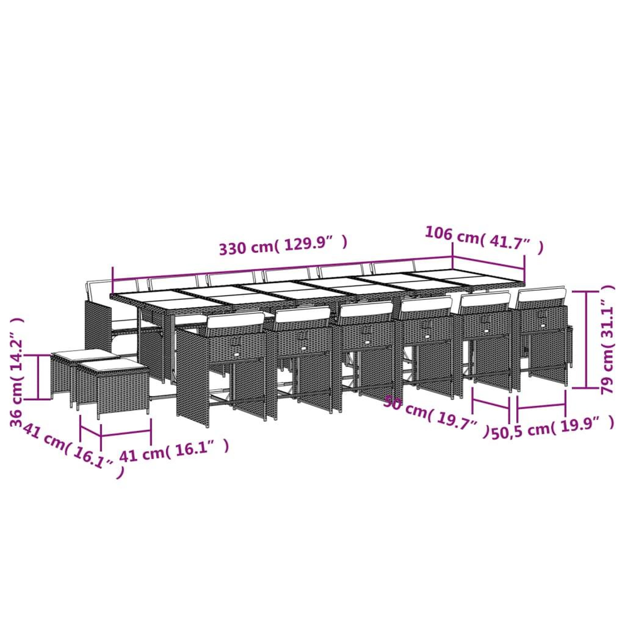 Voir la diapositive 6 : VIDAXL Ensemble a manger de jardin et coussins 17 pcs melange beige