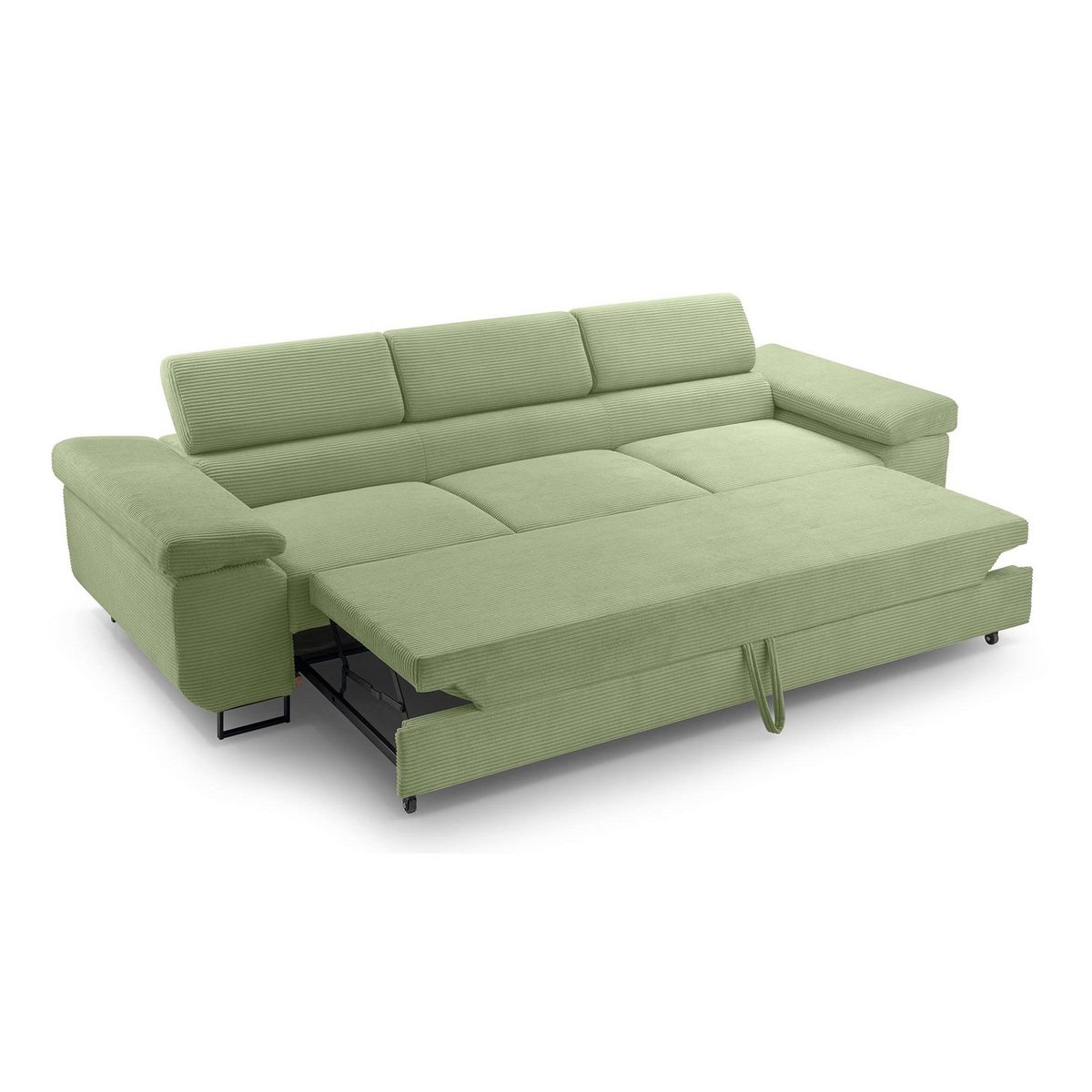 BEST MOBILIER Pablo - canapé 3 places - convertible avec têtières réglables - en velours côtelé