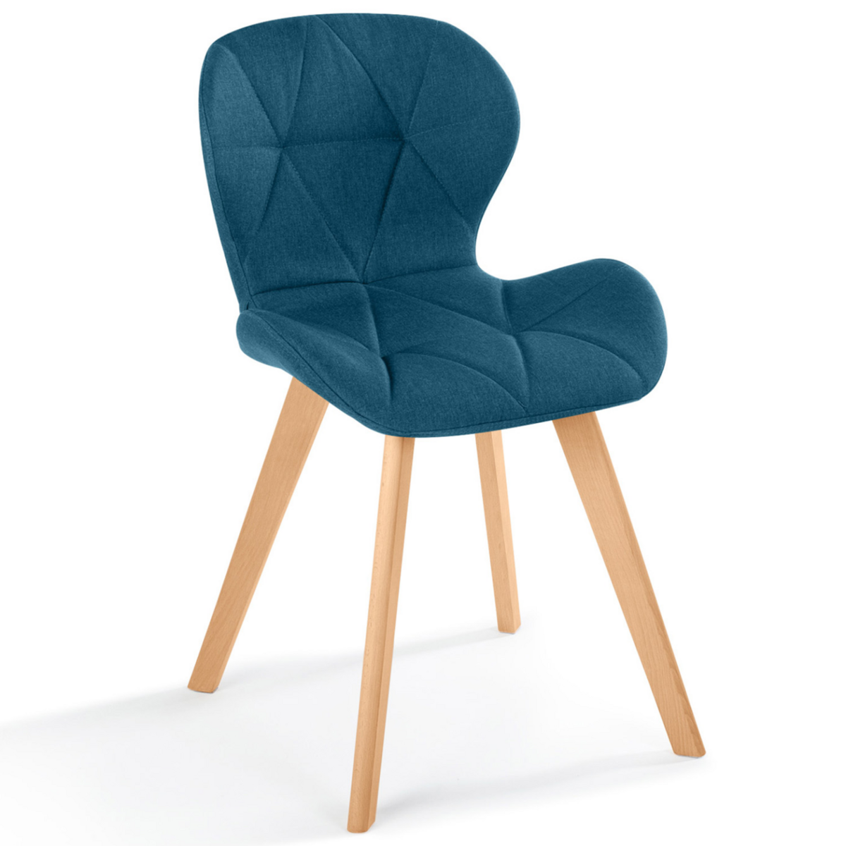 ID MARKET Lot de 6 chaises ROBINE en tissu bleu canard pour salle à manger