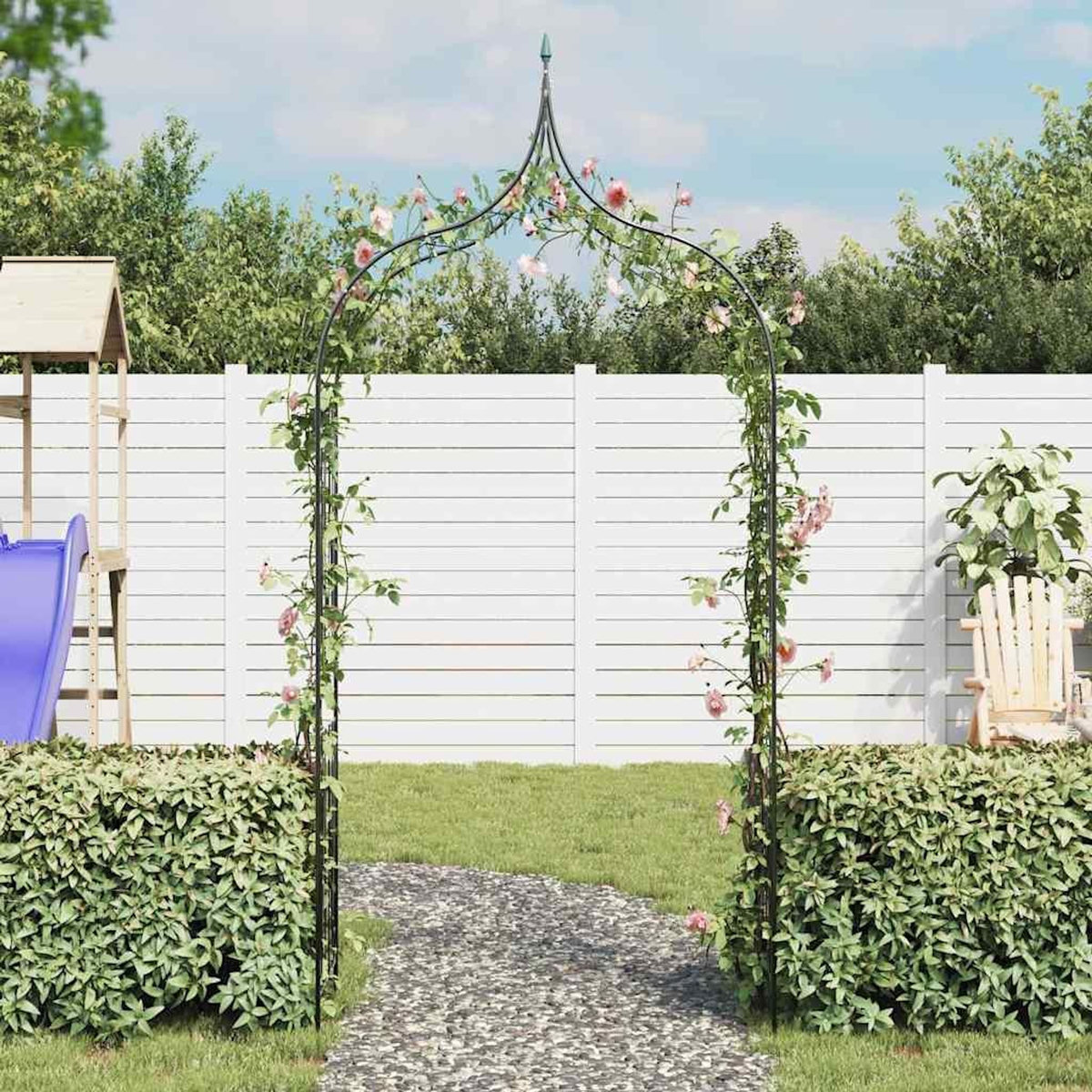 VIDAXL Arche de jardin Design de piquet plantes grimpantes Vert fonce