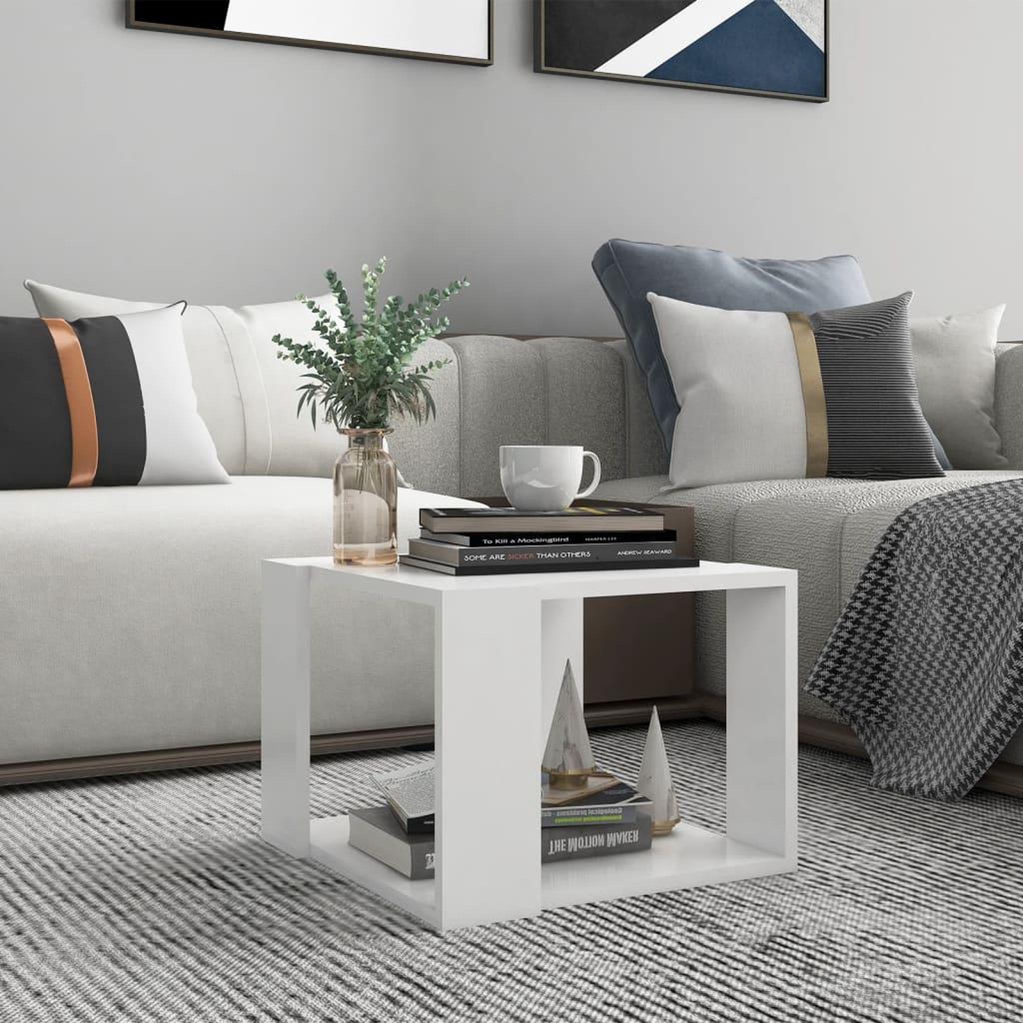 Voir la diapositive 1 : VIDAXL Table basse Blanc 40x40x30 cm Bois d'ingenierie