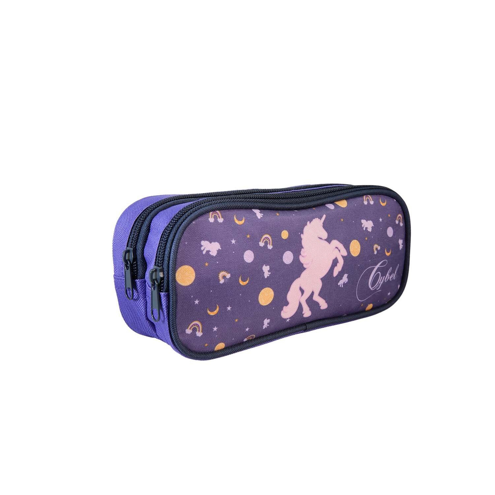 Voir la diapositive 2 : Bagtrotter Cybel - Trousse Scolaire Rectangulaire - Violet - Fille - 2 Compartiments