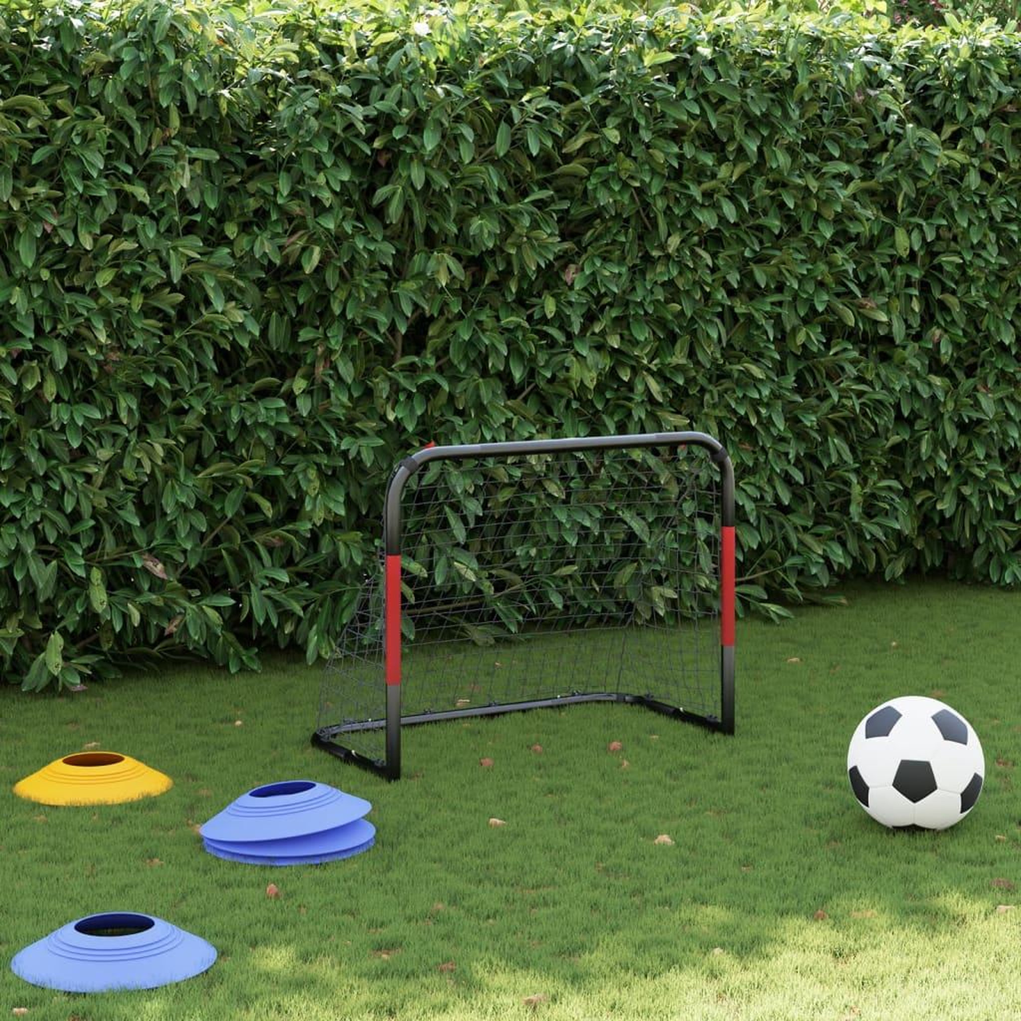 Voir la diapositive 3 : VIDAXL But de football avec filet rouge et noir 90x48x71 cm acier