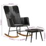 Voir la diapositive 6 : VIDAXL Chaise a bascule et repose-pieds Marron Noir veritable et toile