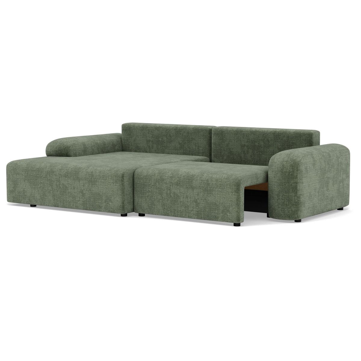 BEST MOBILIER Rebecca - canapé d'angle gauche 4 places convertible avec coffre en velours texturé