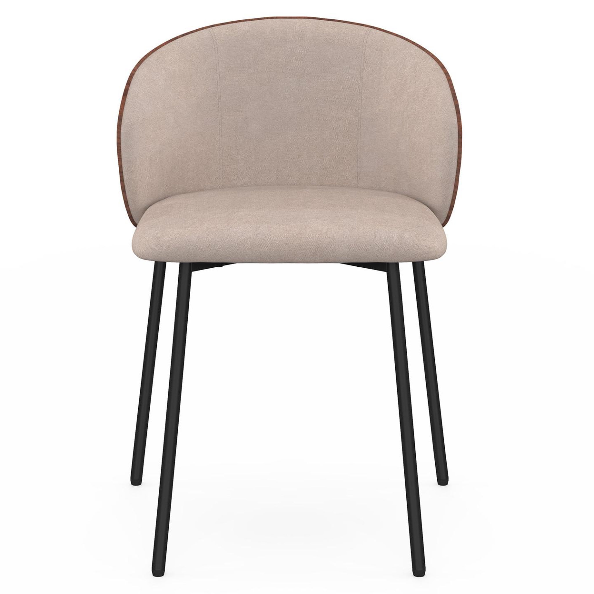 Voir la diapositive 3 : ID MARKET Lot de 4 chaises PENNY en tissu taupe et dossier effet noyer pour salle à manger