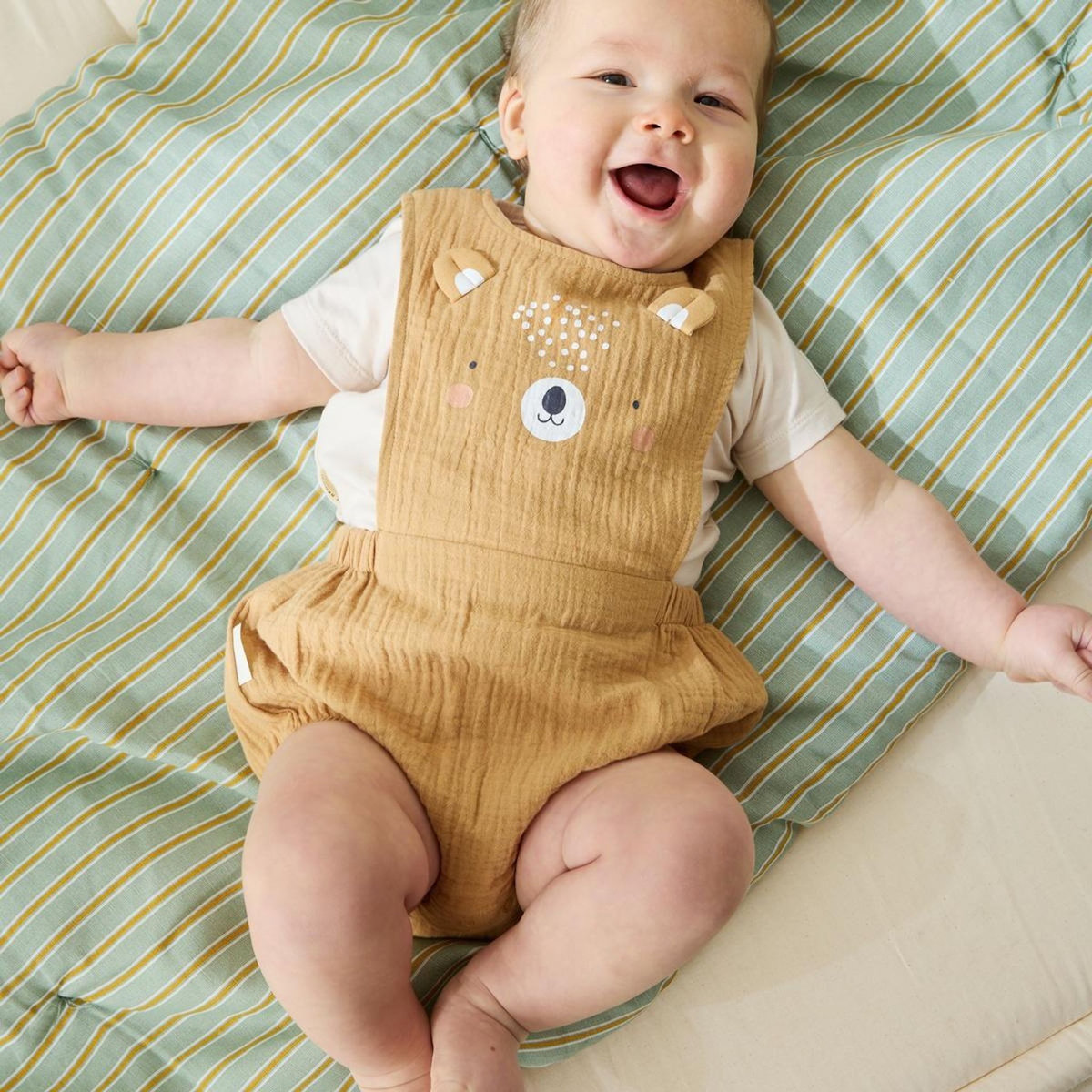 Petit Béguin Ensemble barboteuse bébé en gaze de coton et t-shirt Mini Rêve