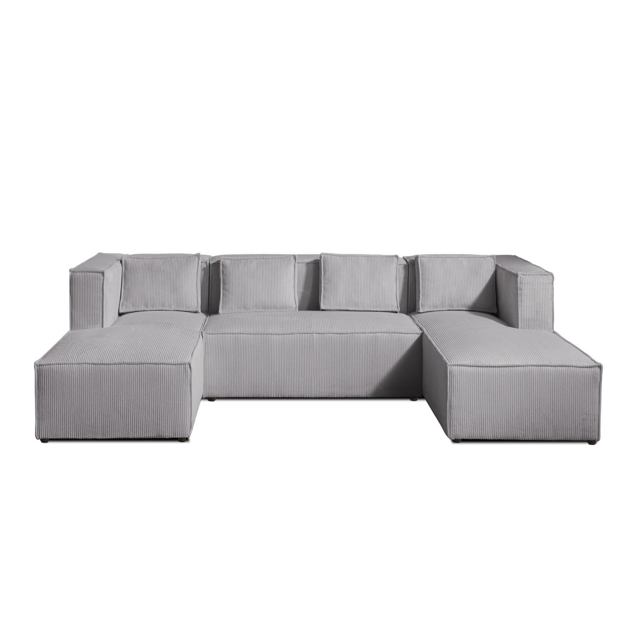 Voir la diapositive 5 : BEST MOBILIER Stella - canapé panoramique en u - 7 places - en velours côtelé