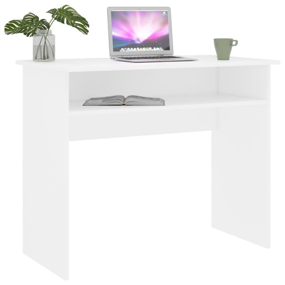 VIDAXL Bureau Blanc 90x50x74 cm Bois d'ingenierie
