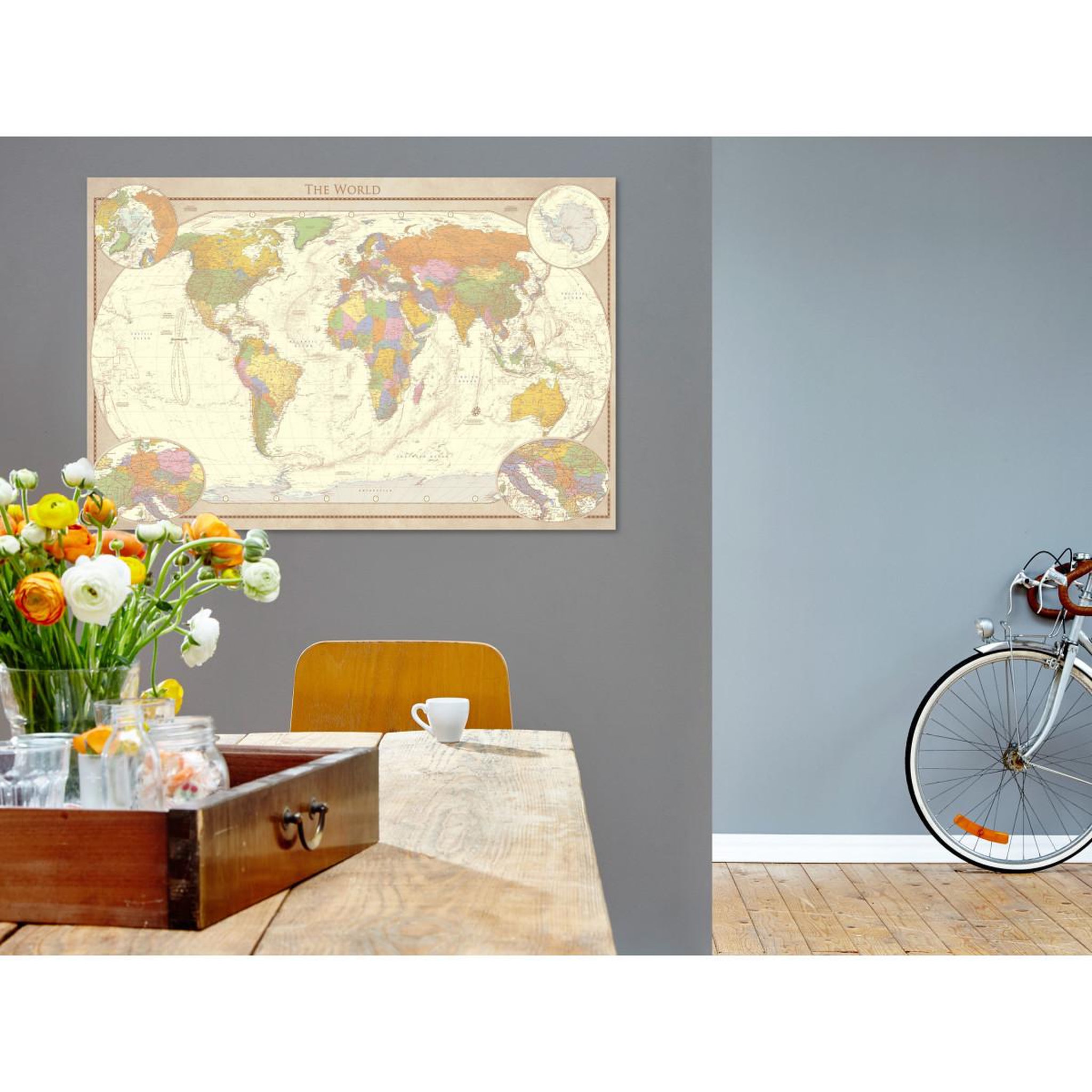 Voir la diapositive 2 : Paris Prix Tableau imprimé  cream world map