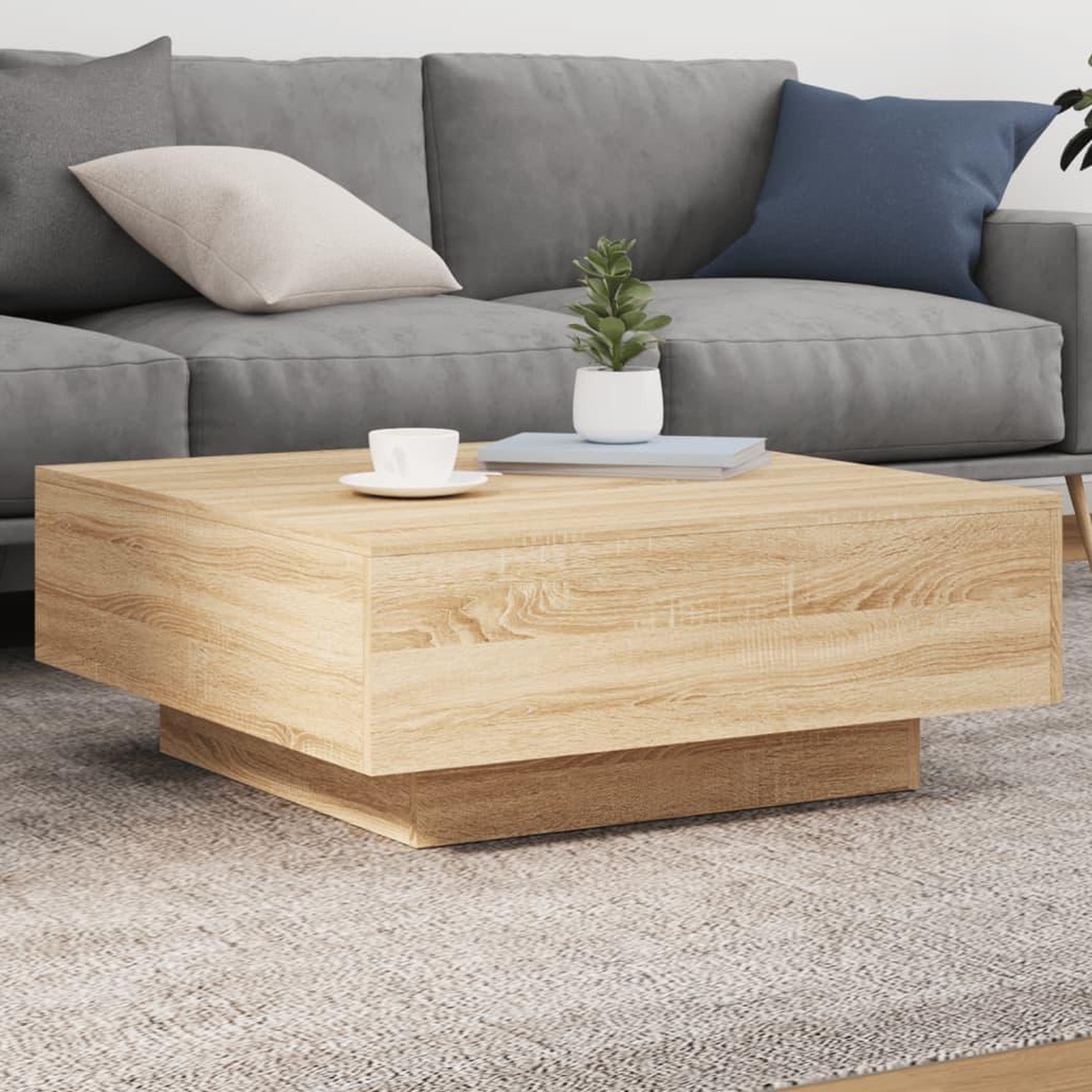 VIDAXL Table basse avec lumieres LED chene sonoma 80x80x31 cm
