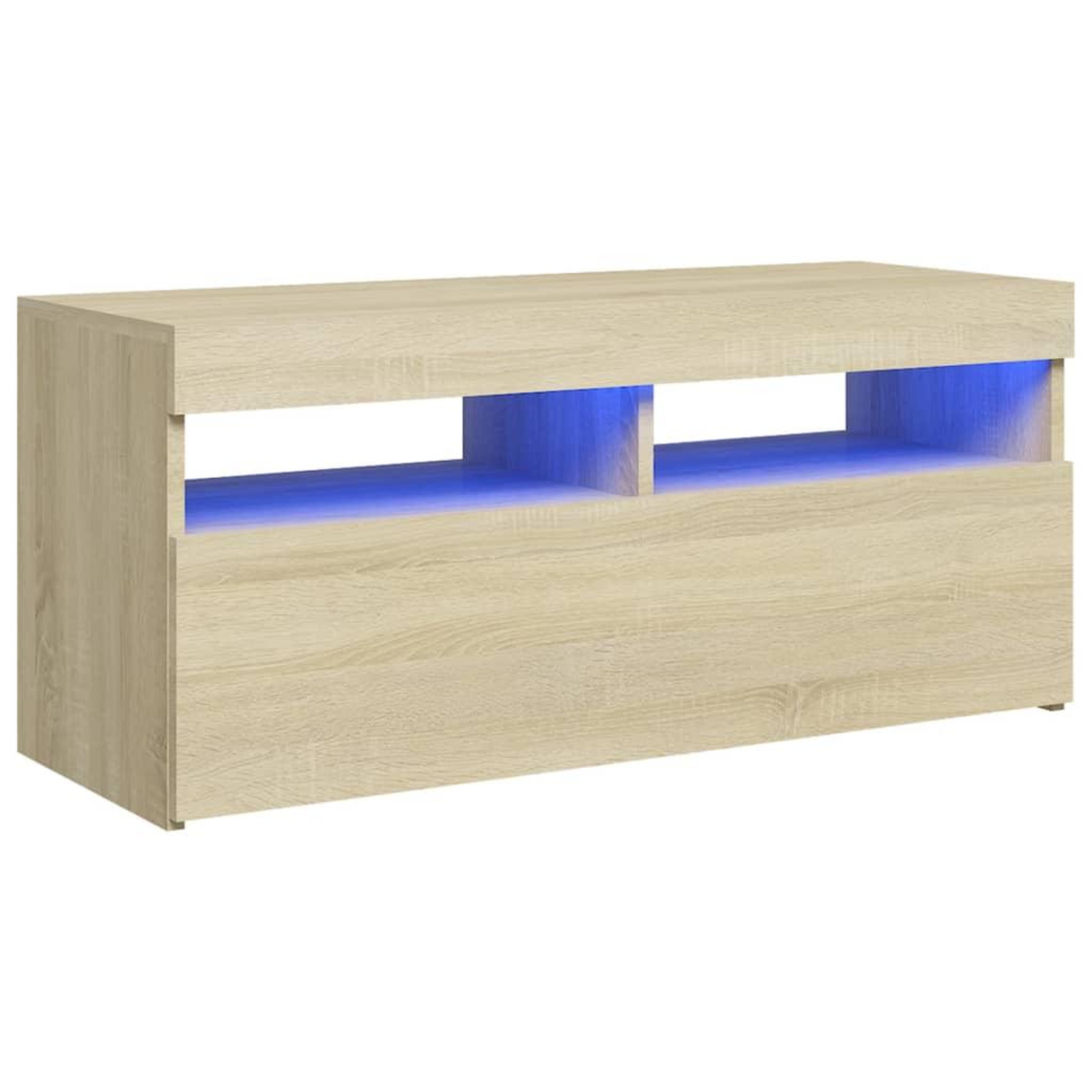 Voir la diapositive 2 : VIDAXL Meuble TV avec lumieres LED chene sonoma 90x35x40 cm