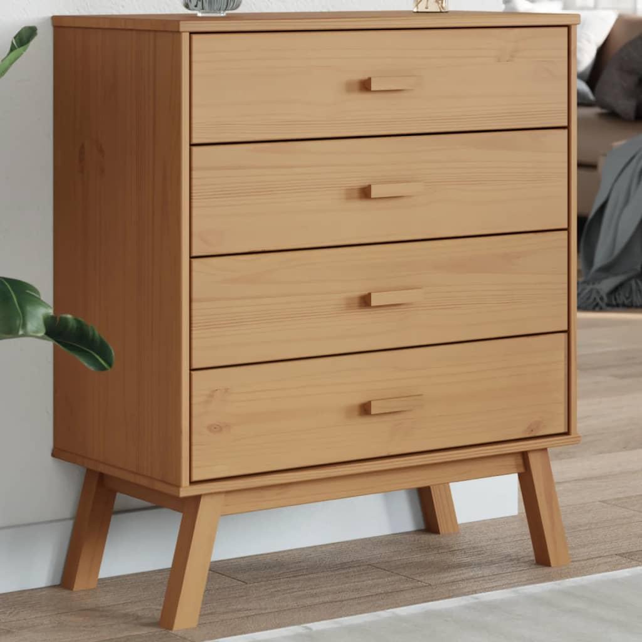 VIDAXL Armoire a tiroirs OLDEN marron bois de pin solide
