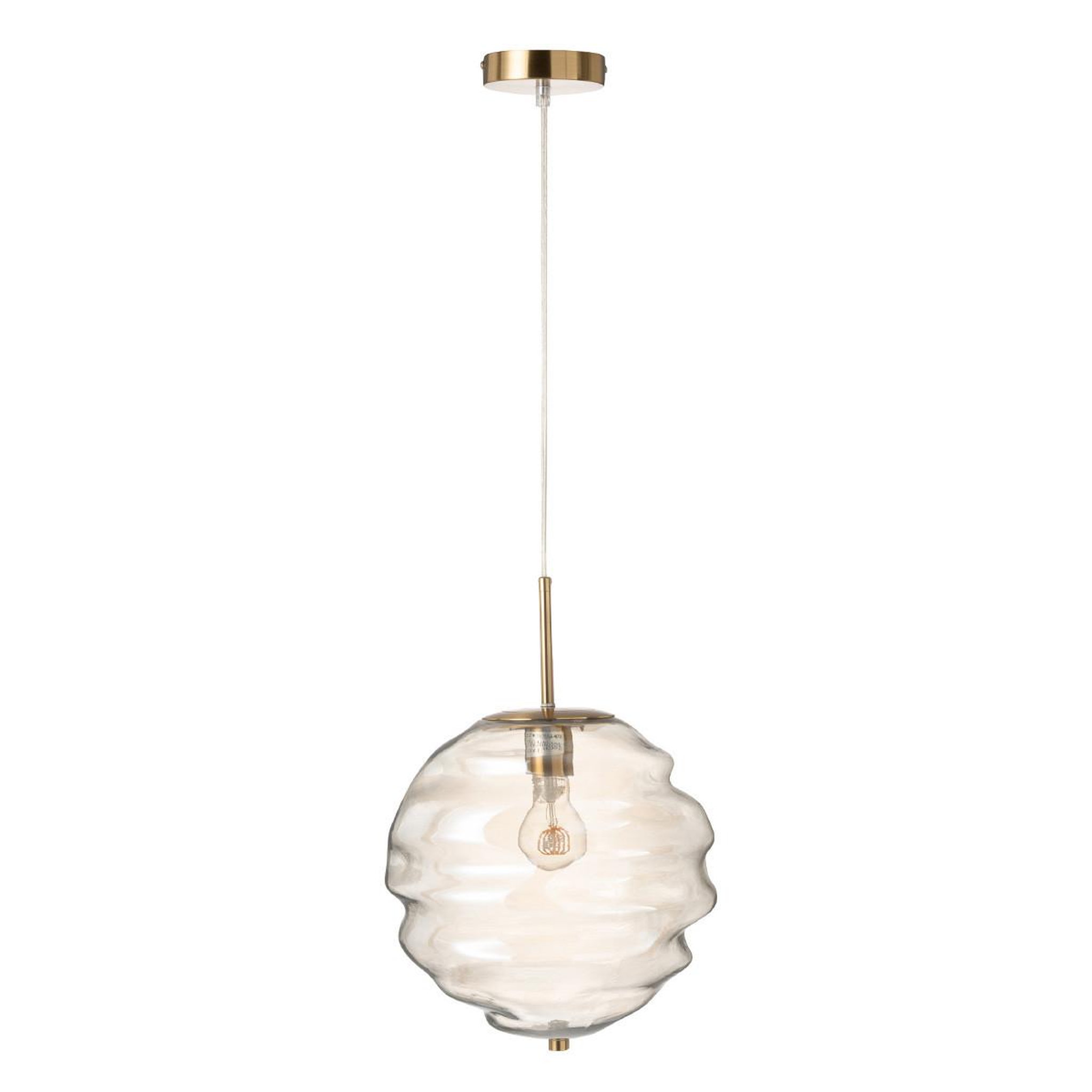 J-LINE Lampe Suspension en Verre  Ruche  34cm Cognac Clair
