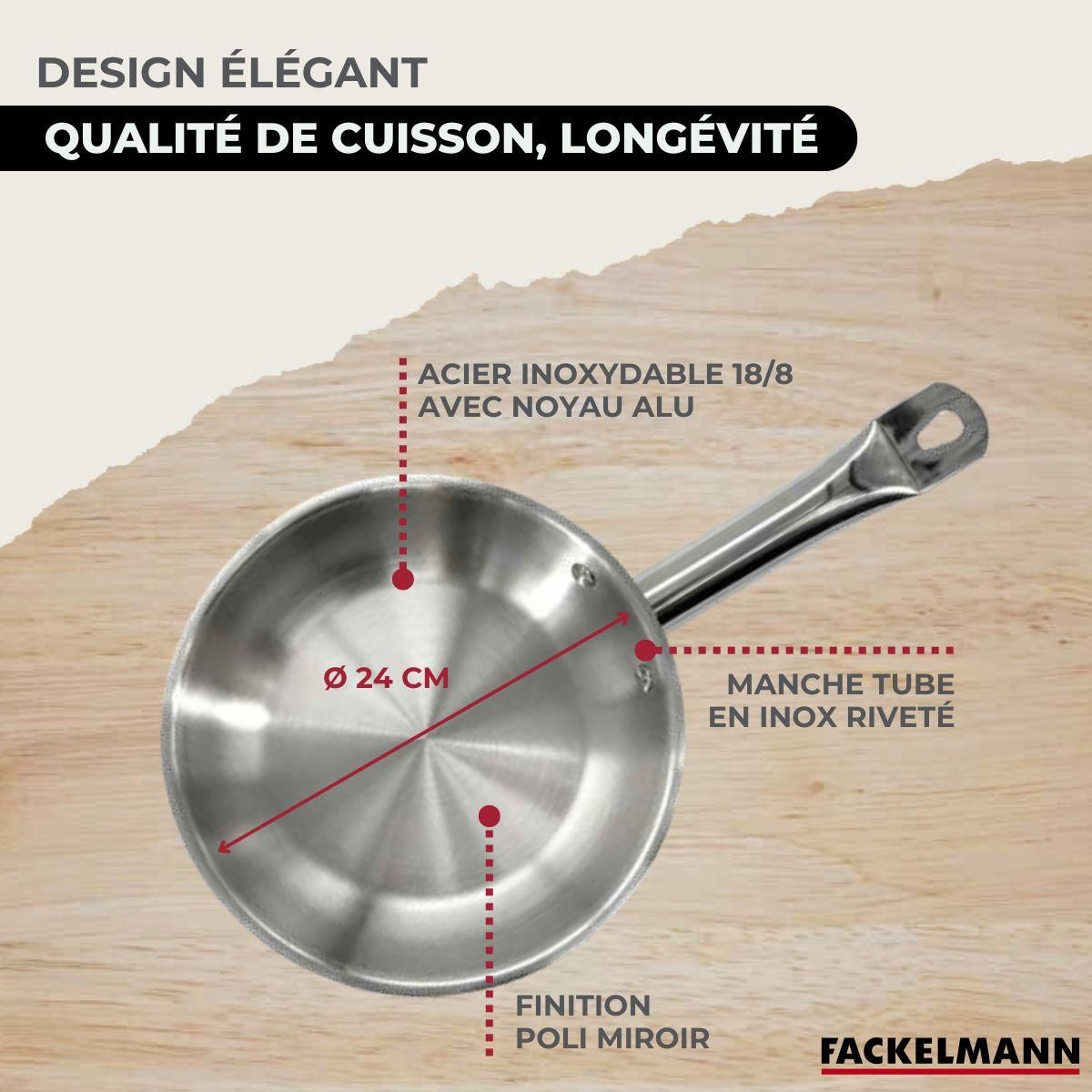 Fackelmann Poêle en inox 24 cm Fackelmann Eterna