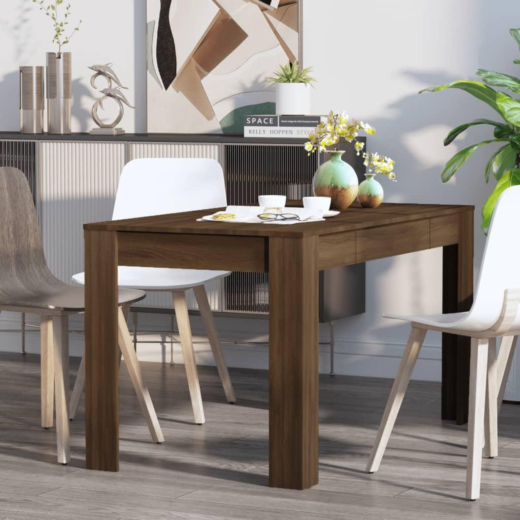 Voir la diapositive 5 : VIDAXL Table a dîner Chene marron 140x74,5x76 cm Bois d'ingenierie